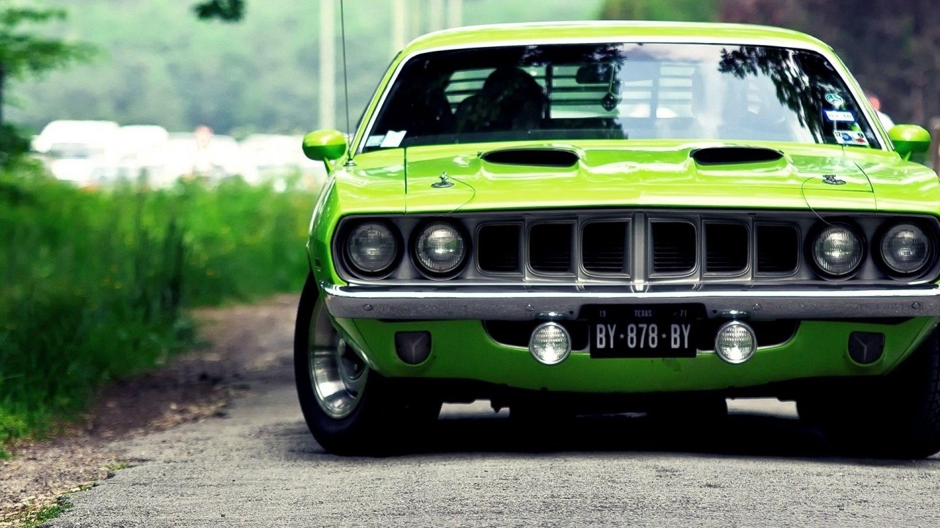 old, transport, green, 1080P, car, plymouth, barracuda, HD Wallpaper
