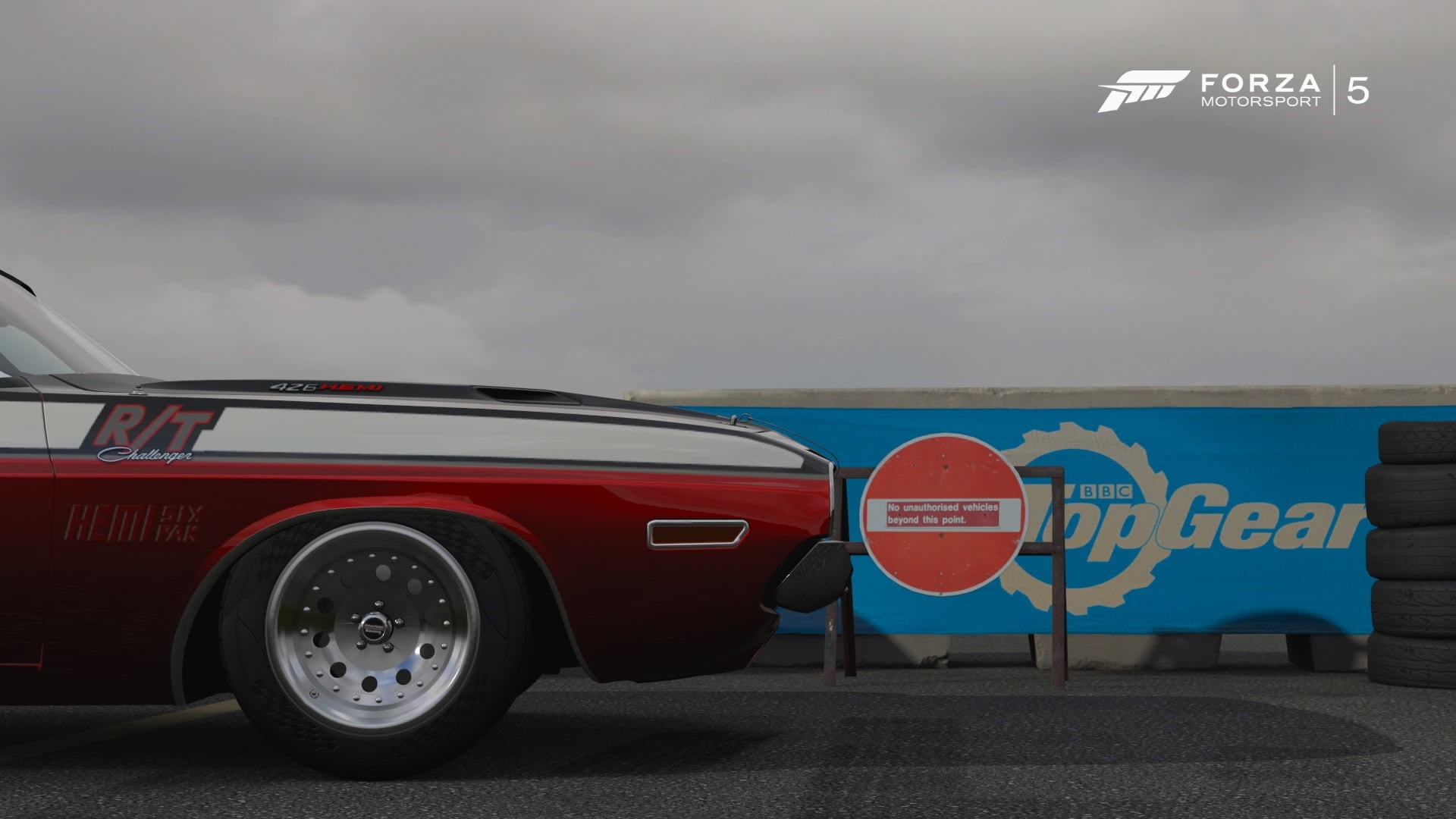 text, video games, outdoors, communication, road, no people, motor vehicle, warning sign, transportation, script, red, 1080P, nature, land vehicle, Forza Motorsport, HD Wallpaper