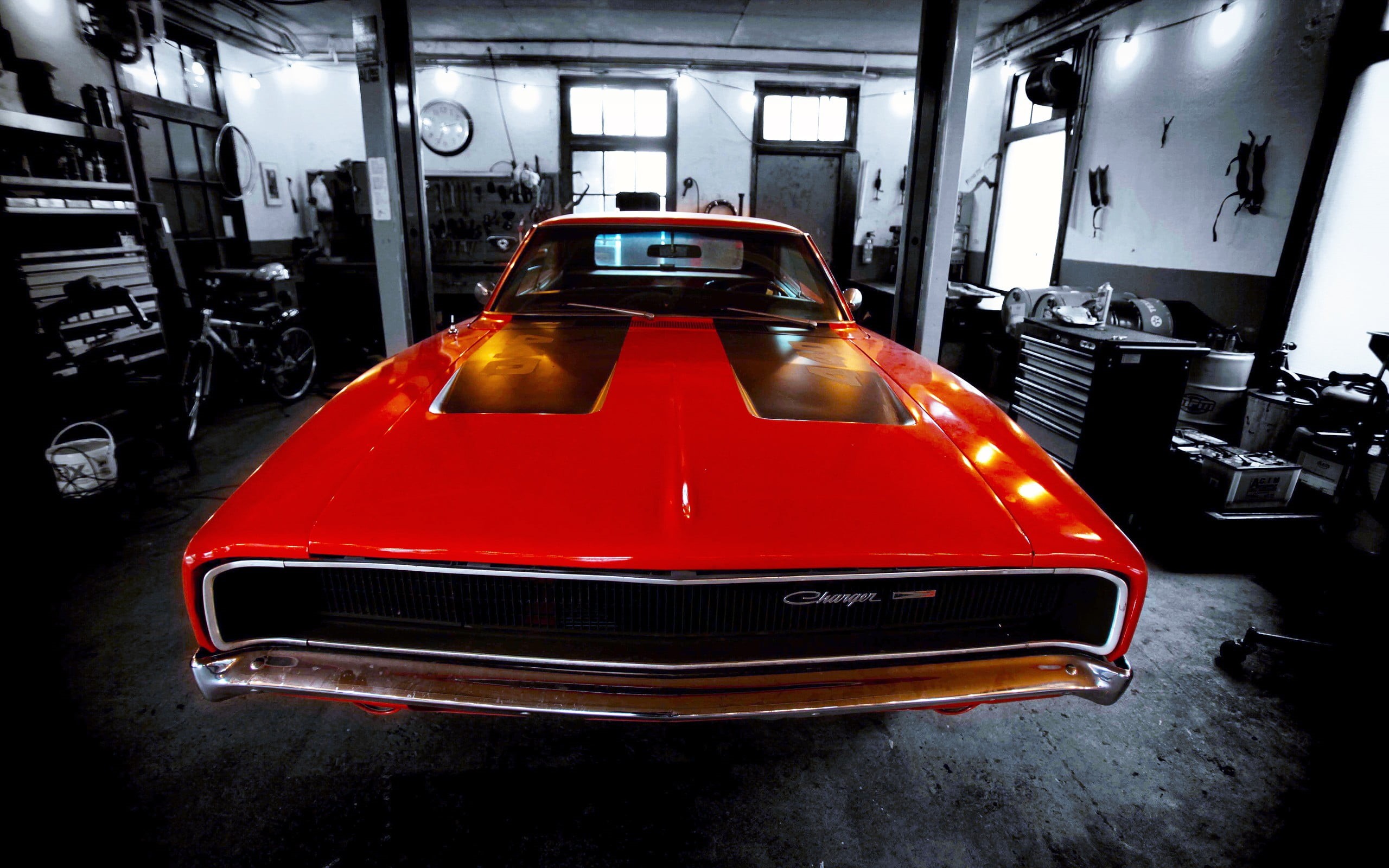 architecture, close-up, car, night, connection, garage, sedan, stationary, vignette, charger, mode of transportation, Dodge, transportation, industry, civic, HD Wallpaper