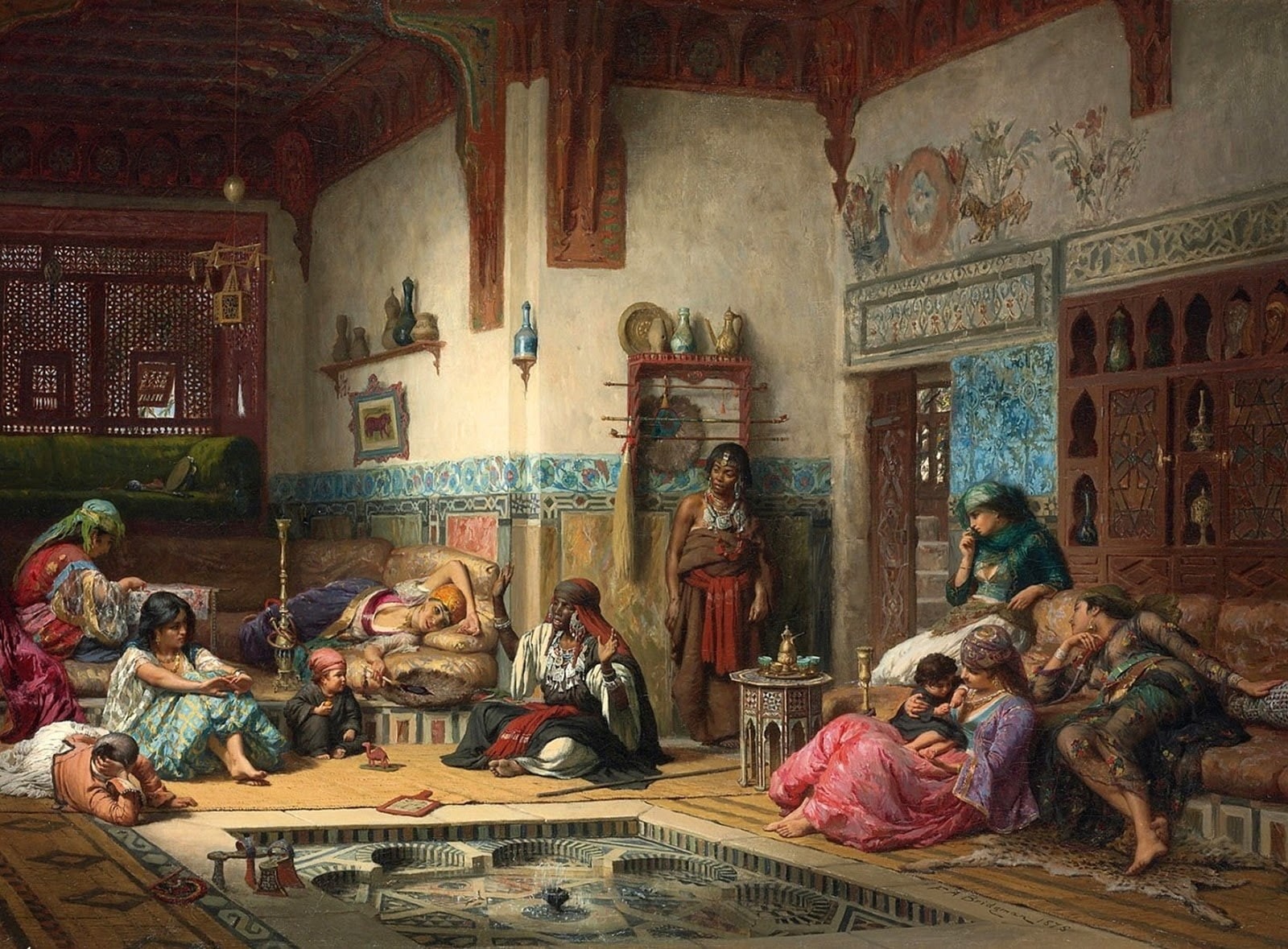 woman, The harem, art, painting, luminos, girl, 720P, odalisque, pictura, harem, HD Wallpaper