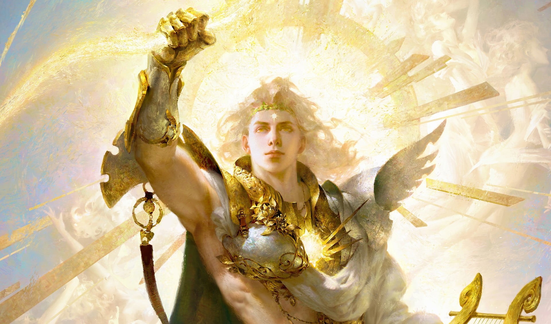 sunlight, gold colored, sun, golden, craft, god, female likeness, nature, no people, representation, belief, sculpture, art and craft, male likeness, man, HD Wallpaper