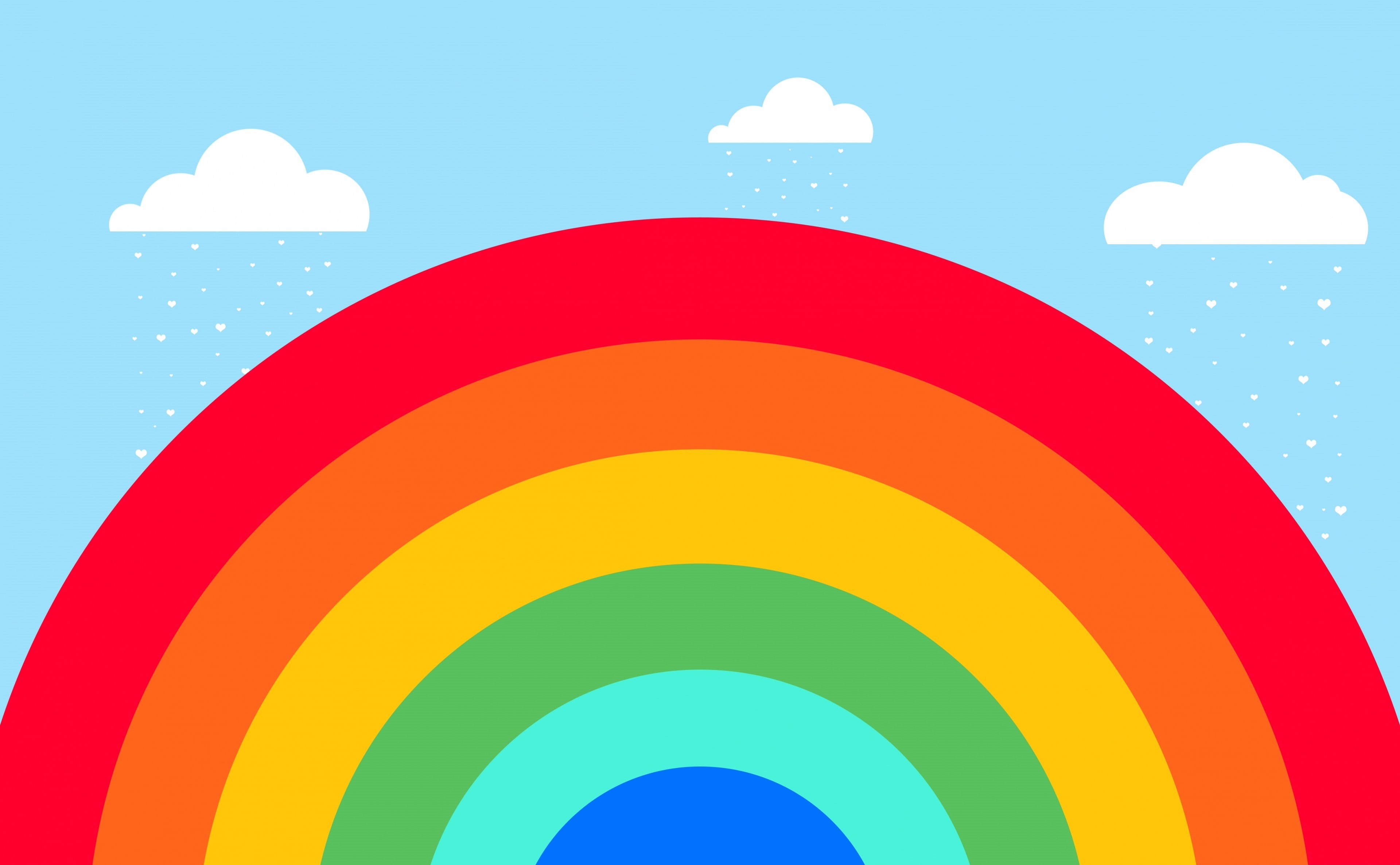 Cute, Vivid, Rainbow, cartoon, happiness, Vector, 4K, Love, Colors, Clouds, HD Wallpaper