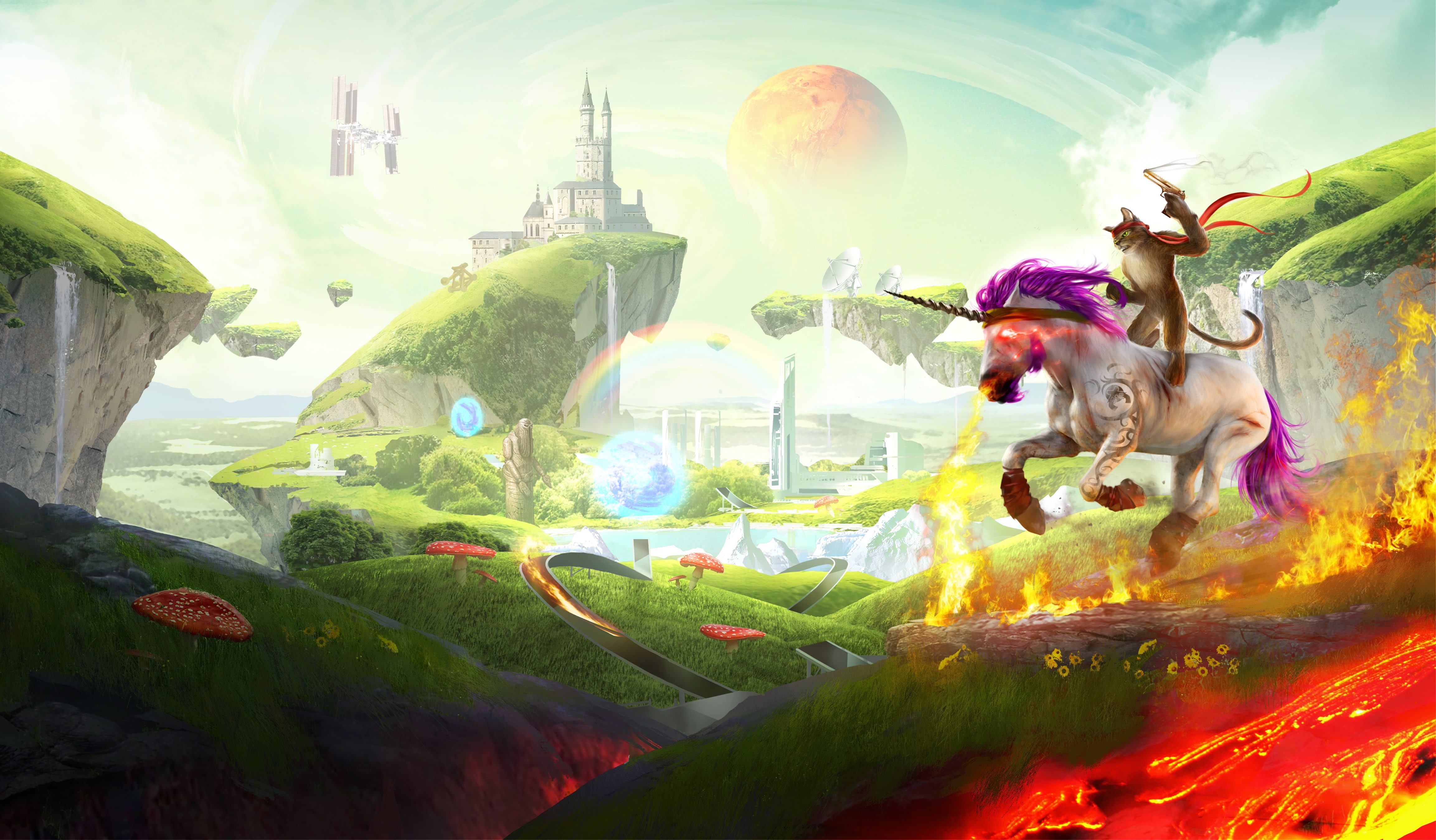 Unicorn, white, Awesome Level Max, Trials Fusion, purple, 4K, HD Wallpaper