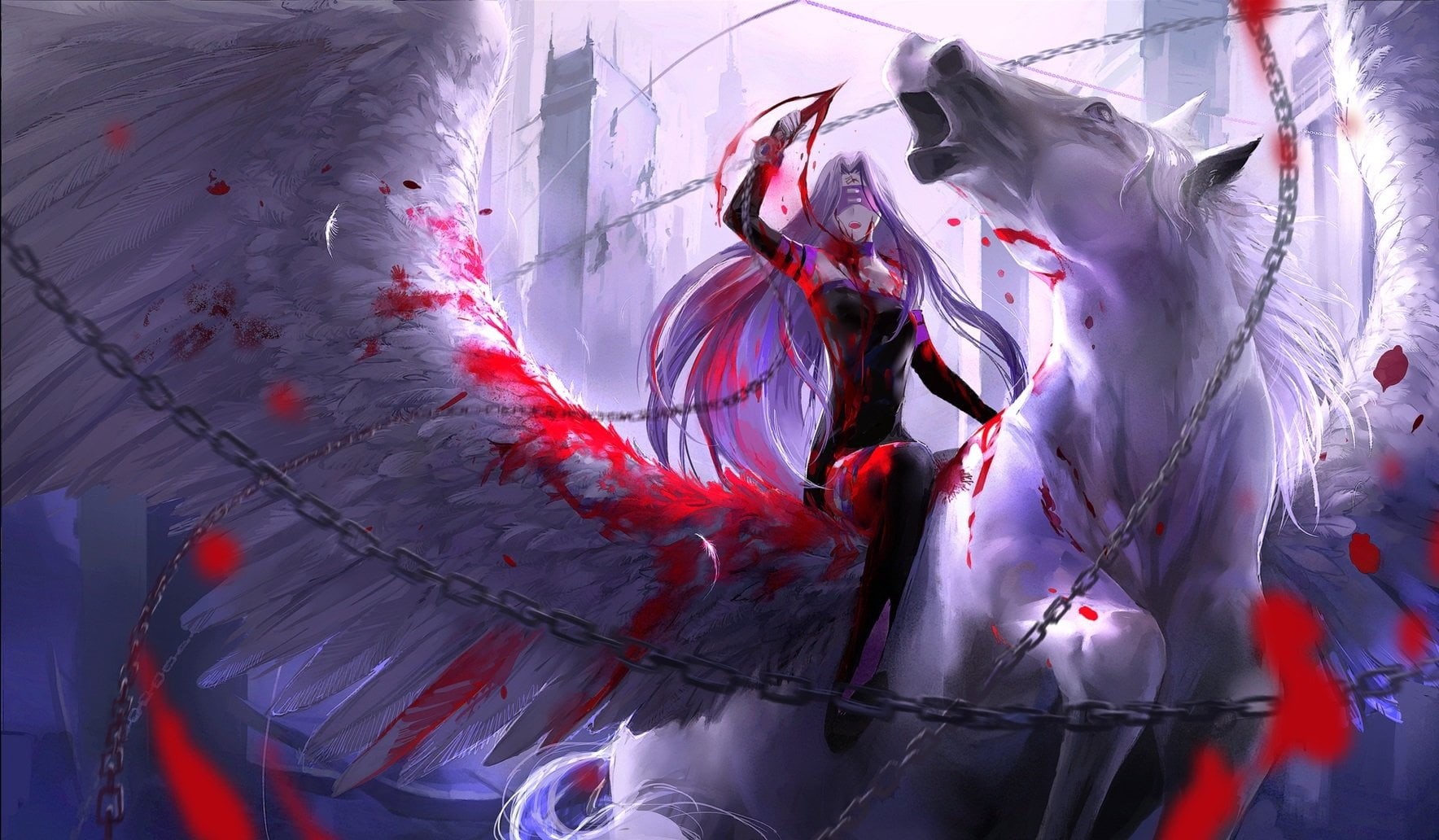 people, Horse, arts culture and entertainment, 720P, art and craft, white color, feather, paint, costume, Fate/Stay Night, carnival - celebration event, HD Wallpaper