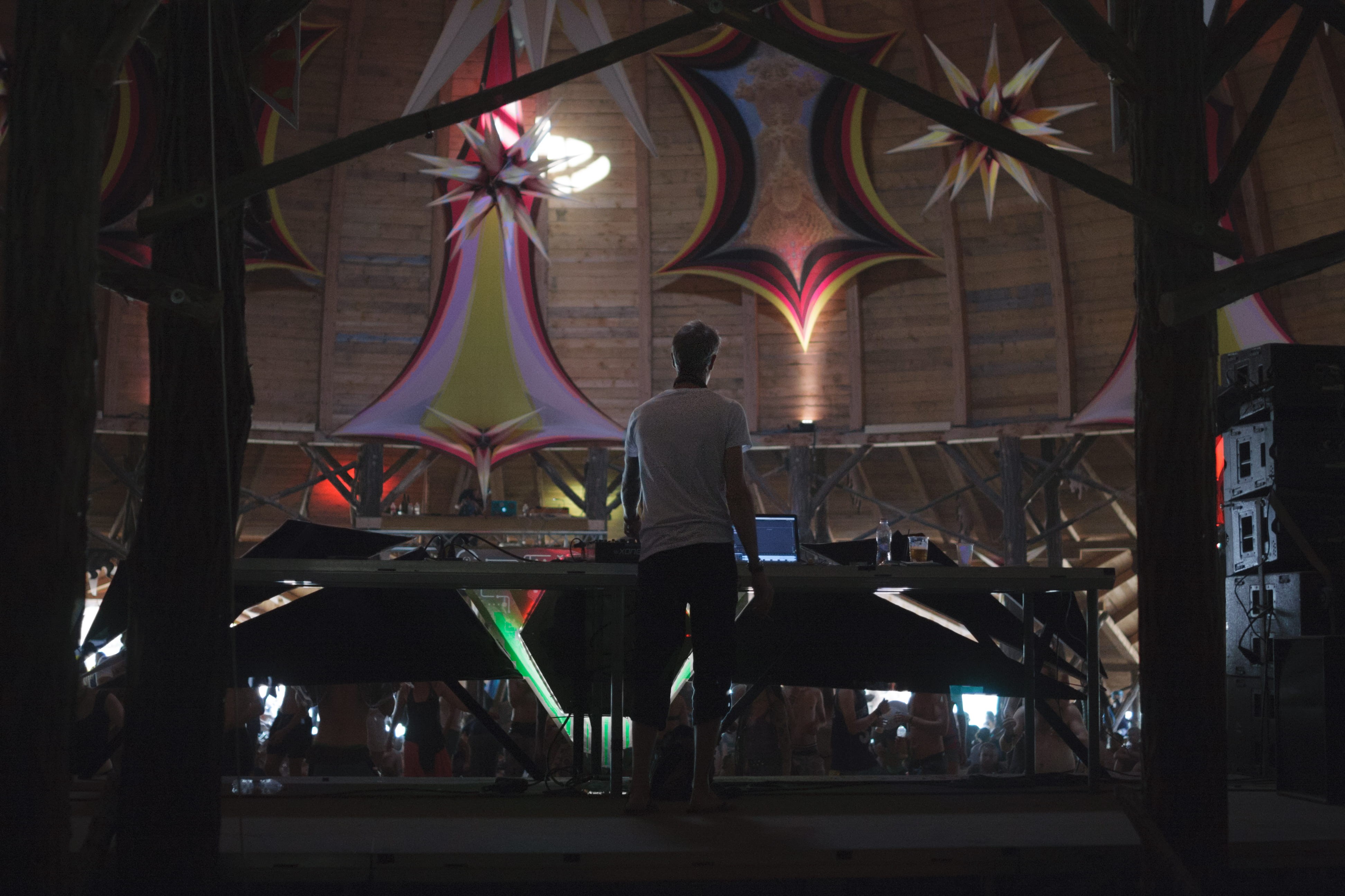 music, creative, trip, architecture, built structure, travel, adult, arts culture and entertainment, indoors, men, ozora, ligjt, dj, festival, real people, HD Wallpaper