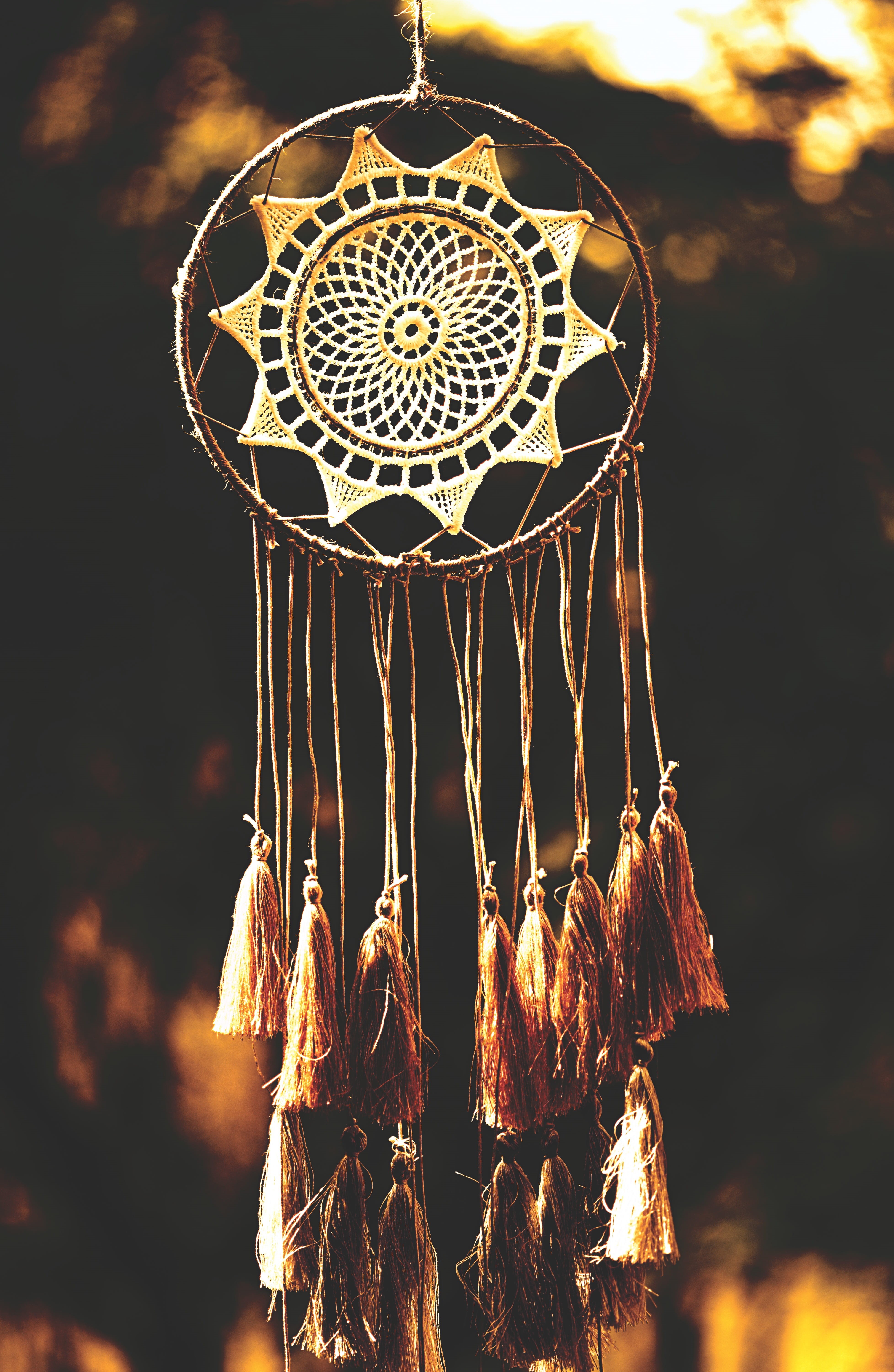 shape, outdoors, jewellery, field, feather, dreamcatcher, culture, decoration, 5K, magic, close-up, dreams, religious equipment, art and craft, hipster, Phone HD Wallpaper
