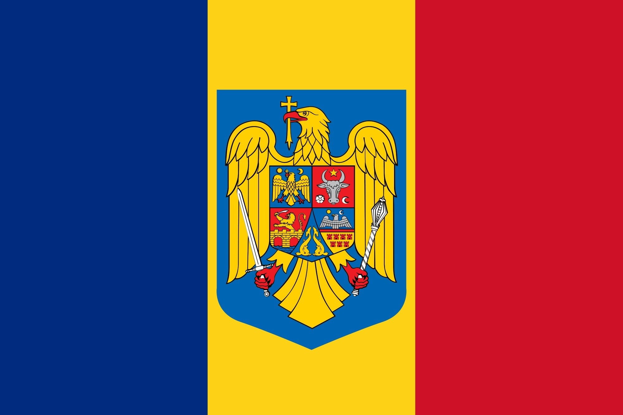 romania, 2000px flag, 1080P, coat, arms svg, HD Wallpaper