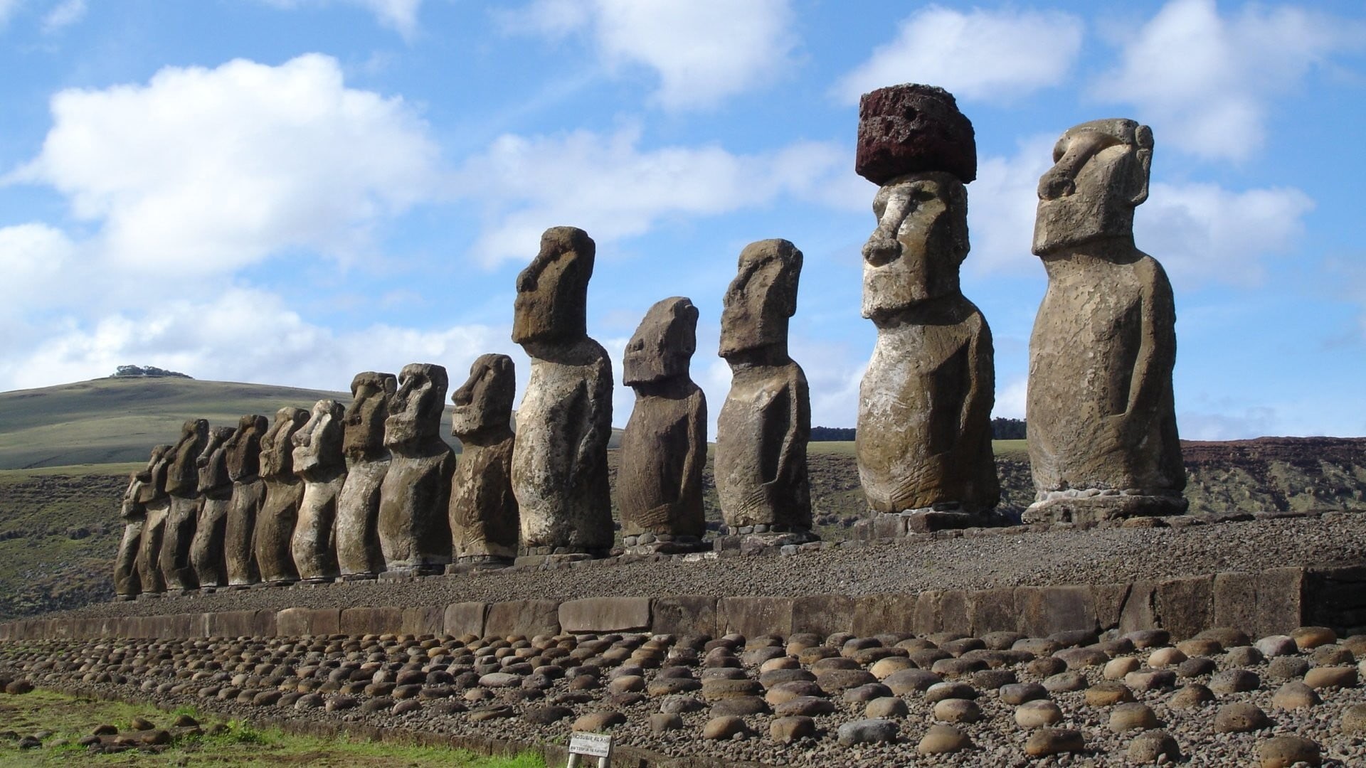 day, cloud - sky, ancient civilization, sky, human representation, architecture, landscape, idol, eastern islands, statue, art and craft, representation, HD Wallpaper