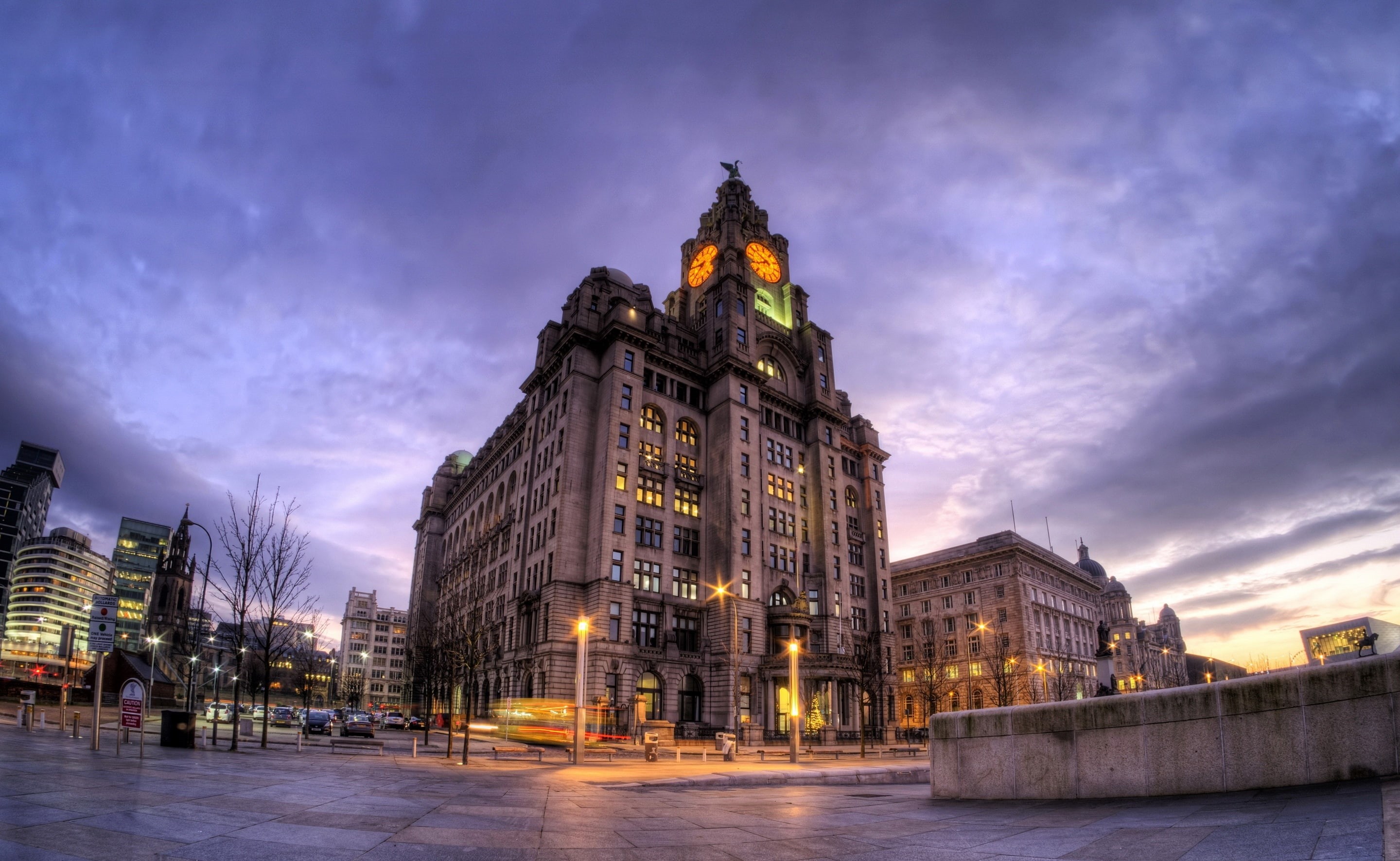 clock tower, 2K, sky, building, Europe, royal, dusk, built structure, city, street, government, liverpool, travel, travel destinations, outdoors, no people, HD Wallpaper