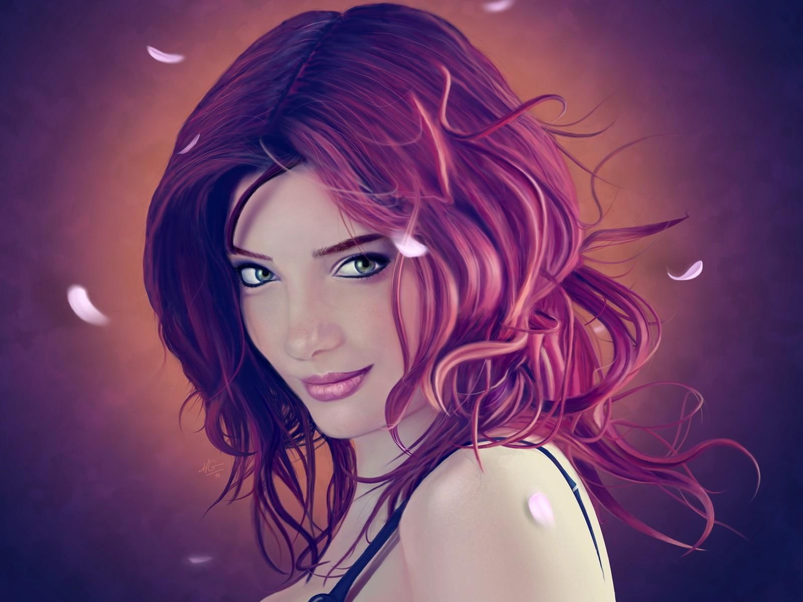 red, s, beauty, perfection, hair, nice, graphic, red hair, look, smile, 720P, image, portrait, woman, girl, HD Wallpaper
