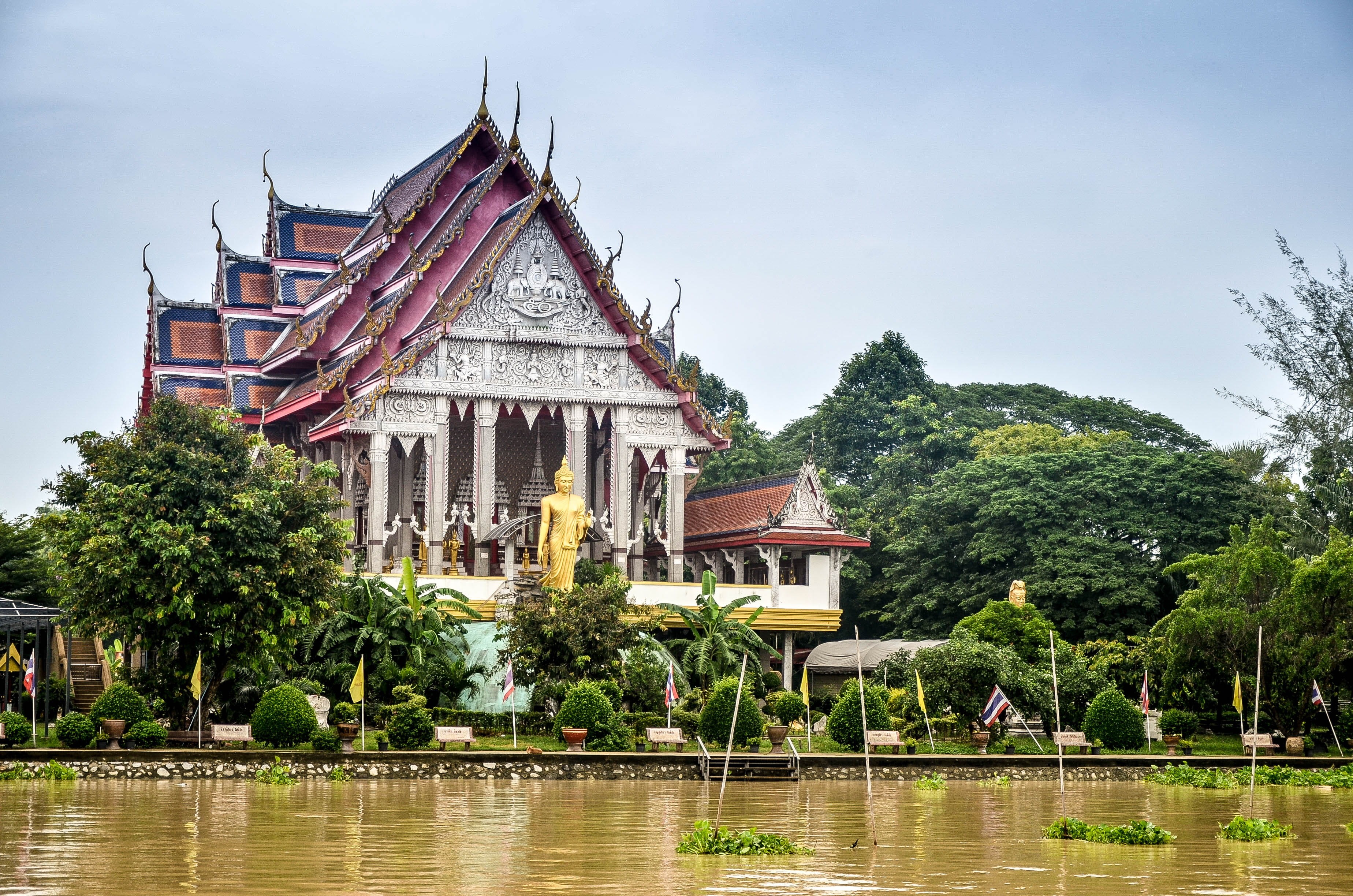 background, buddha, lake, icon, historical, pagoda, wat, architecture, element, asian, religious, sky, monk, golden, grand, travel destinations, nature, HD Wallpaper