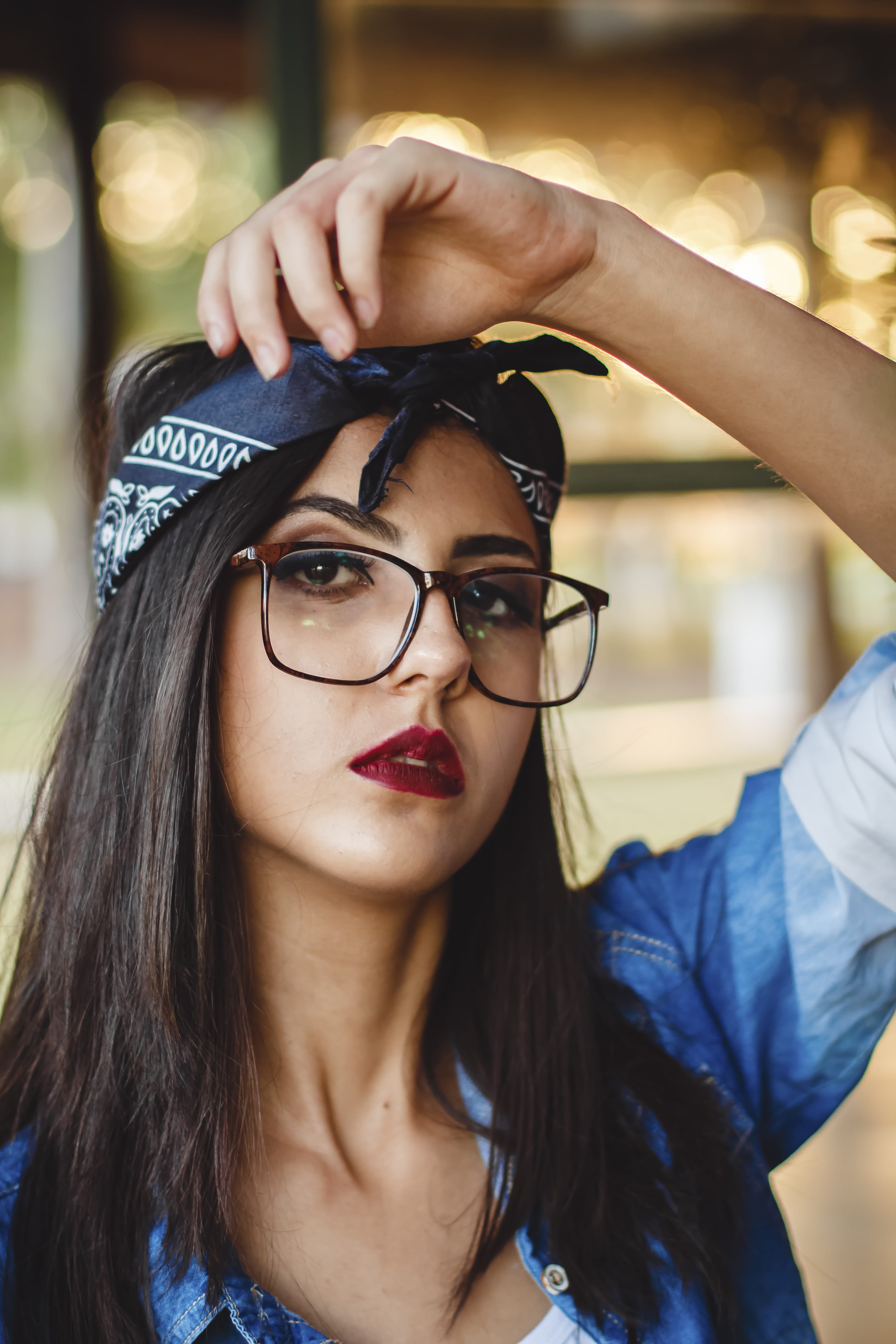 glasses, posing, portrait, blur, young women, one person, posture, adult, left, beautiful woman, close-up, fashion, beautiful, hairstyle, fashionable, wear, Phone HD Wallpaper