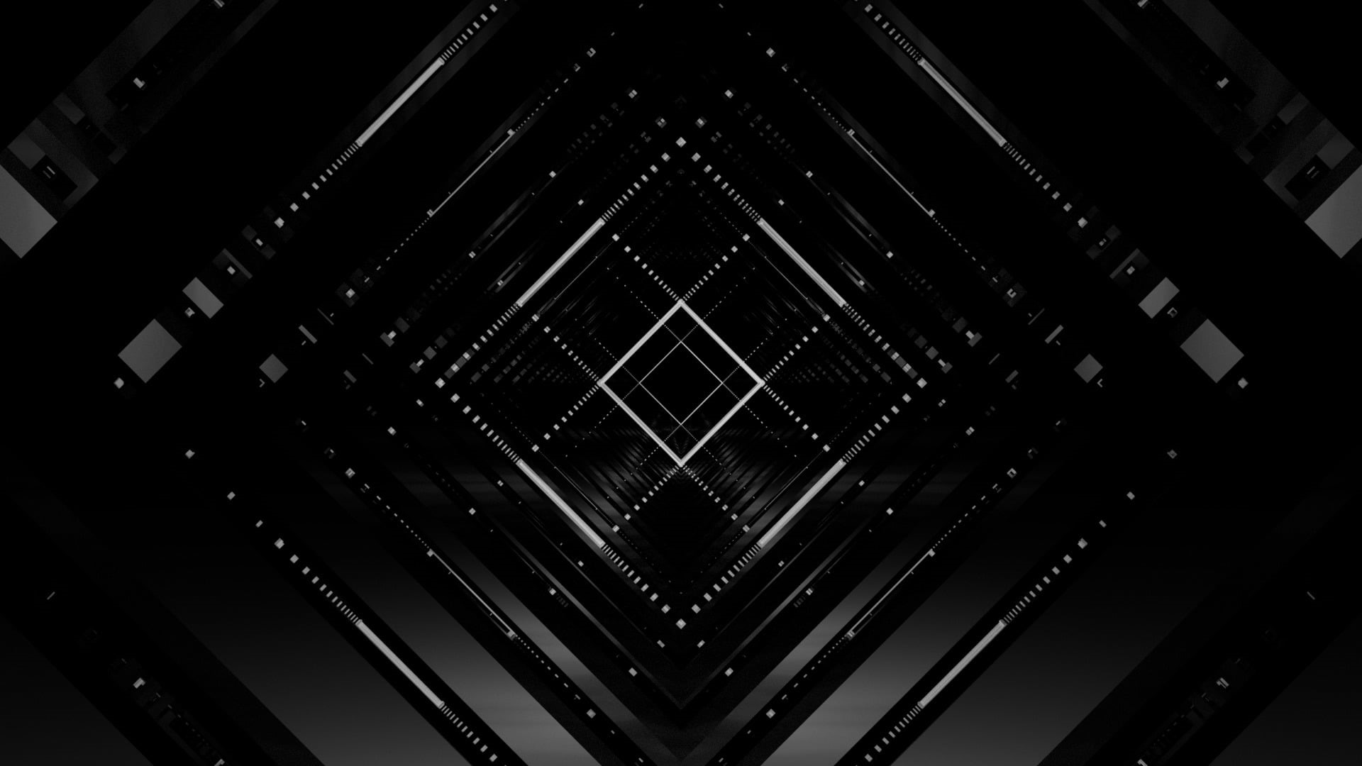 black color, industry, lighting equipment, square, monochrome, digital art, abstract, night, technology, dark, glowing, design, close-up, illustration, HD Wallpaper