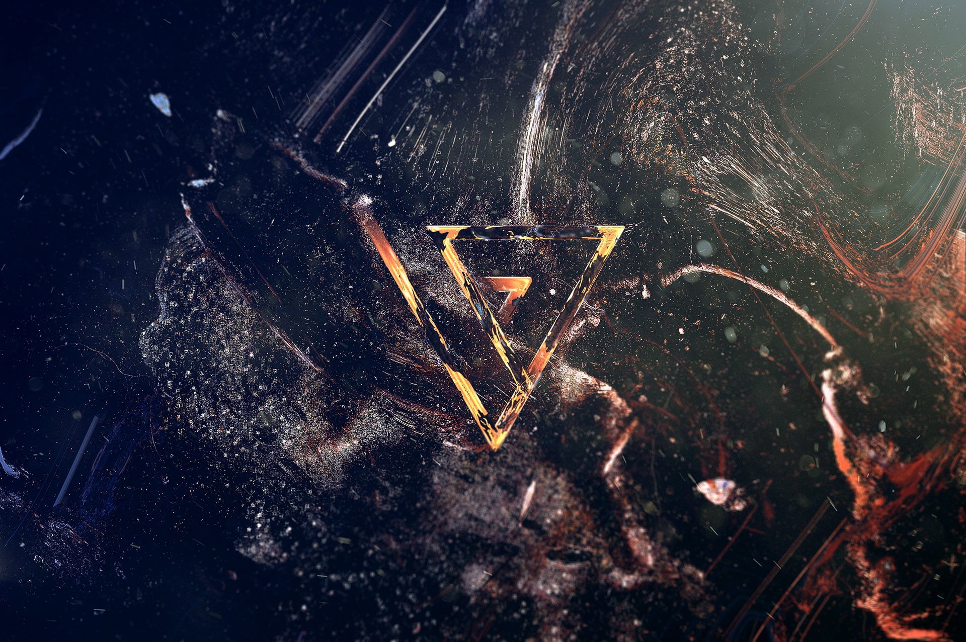 high angle view, glass - material, triangle, black, glowing, water, dust, communication, geometry, night, animal, shapes, glass, motion, nature, no people, HD Wallpaper