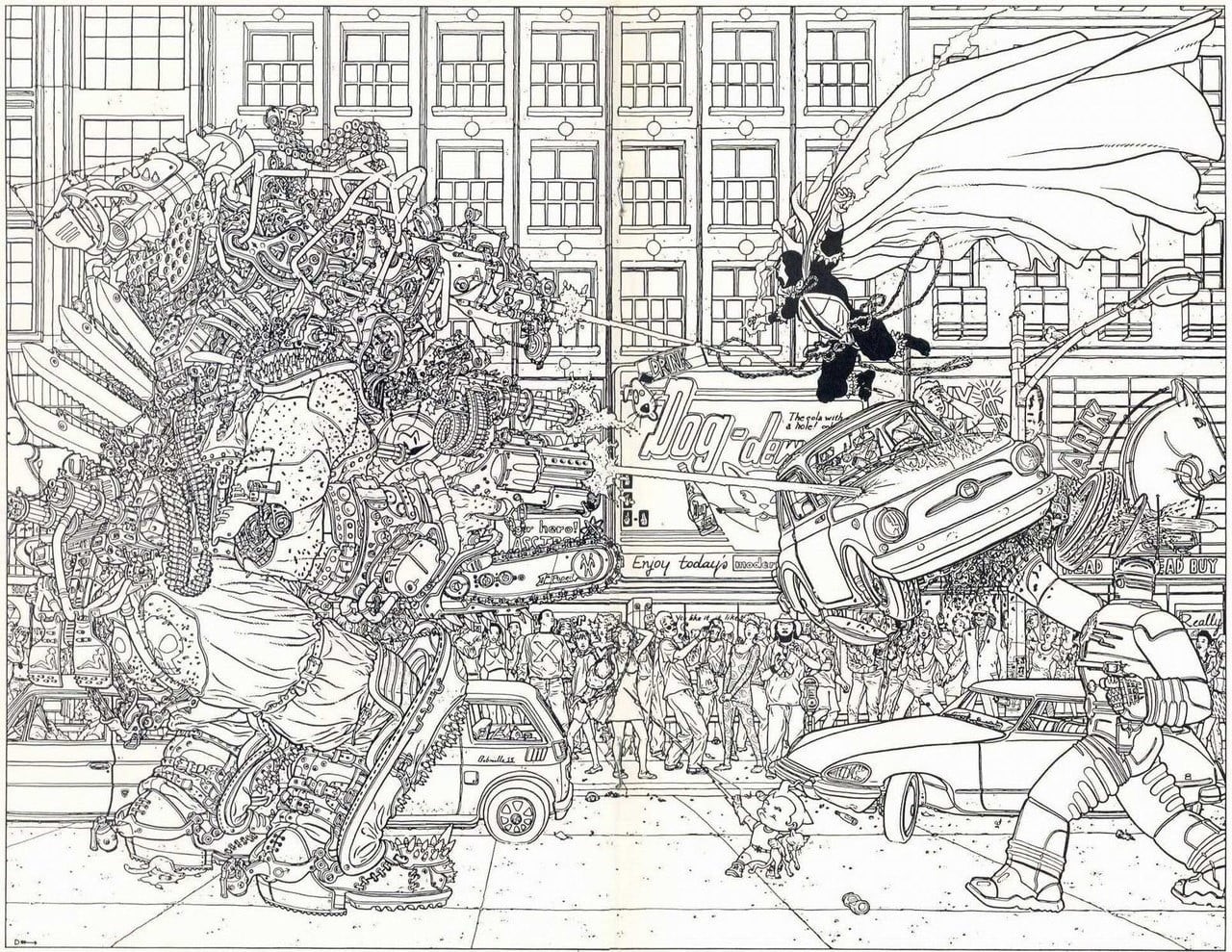 monochrome, Geoff Darrow, men, anime, women, outdoors, art and craft, creativity, people, young adult, pattern, finance, nature, window, 720P, adult, comic, HD Wallpaper