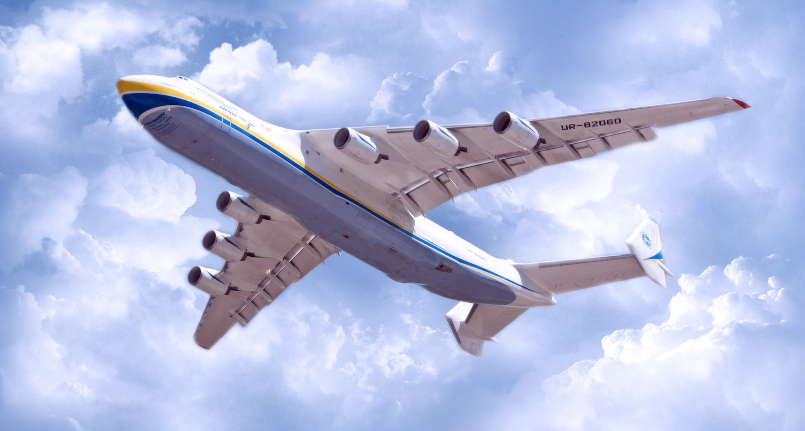 cloud - sky, mid-air, low angle view, air vehicle, no people, Cargo, Jet, sky, Ан225, Ukraine, plane, Turbine, Flies, Wings, outdoors, Flight, aerospace industry, HD Wallpaper