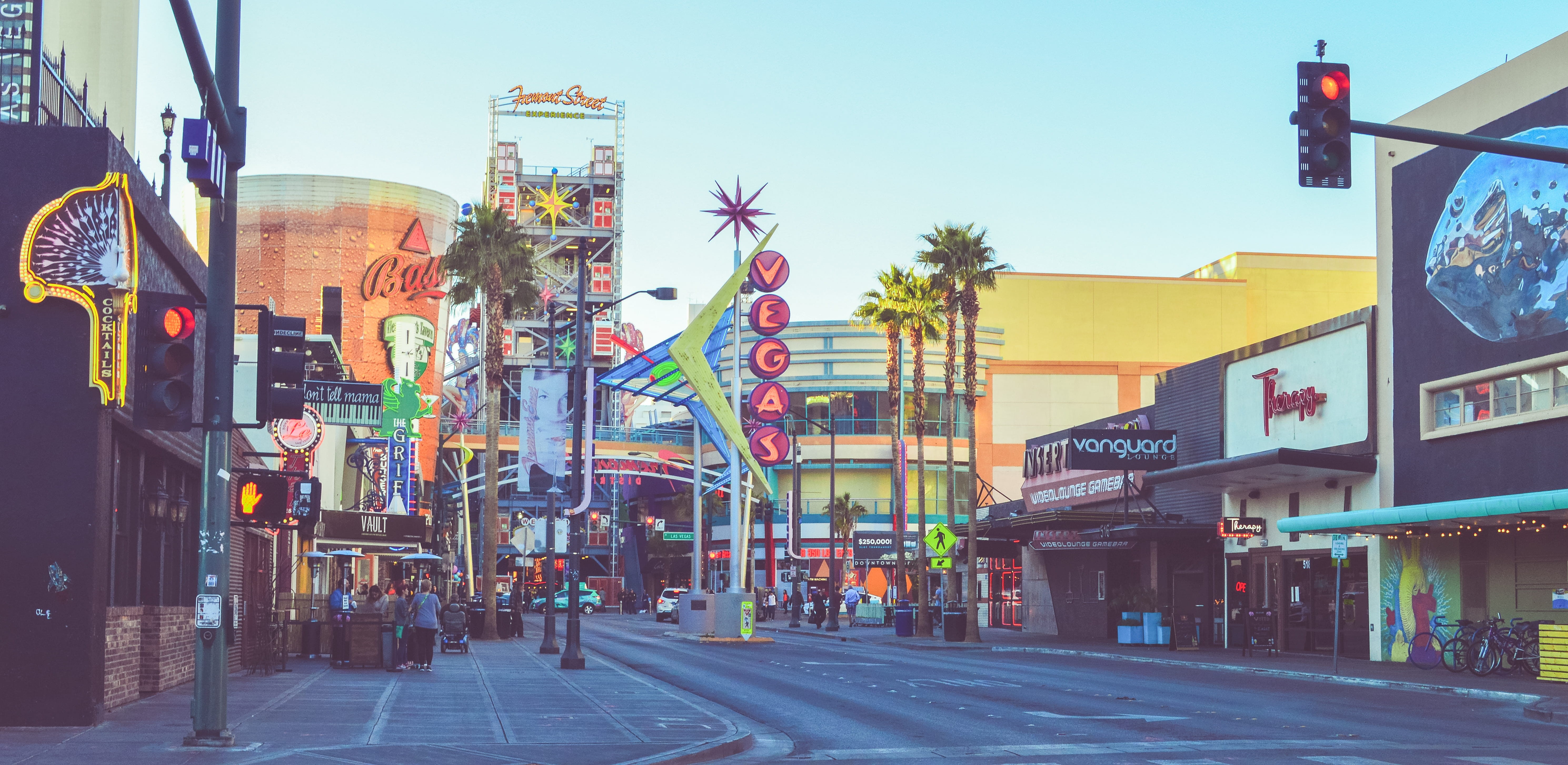 building exterior, communication, built structure, road, downtown las vegas, 5K, street, fremont street, illuminated, nevada, sign, road marking, architecture, HD Wallpaper