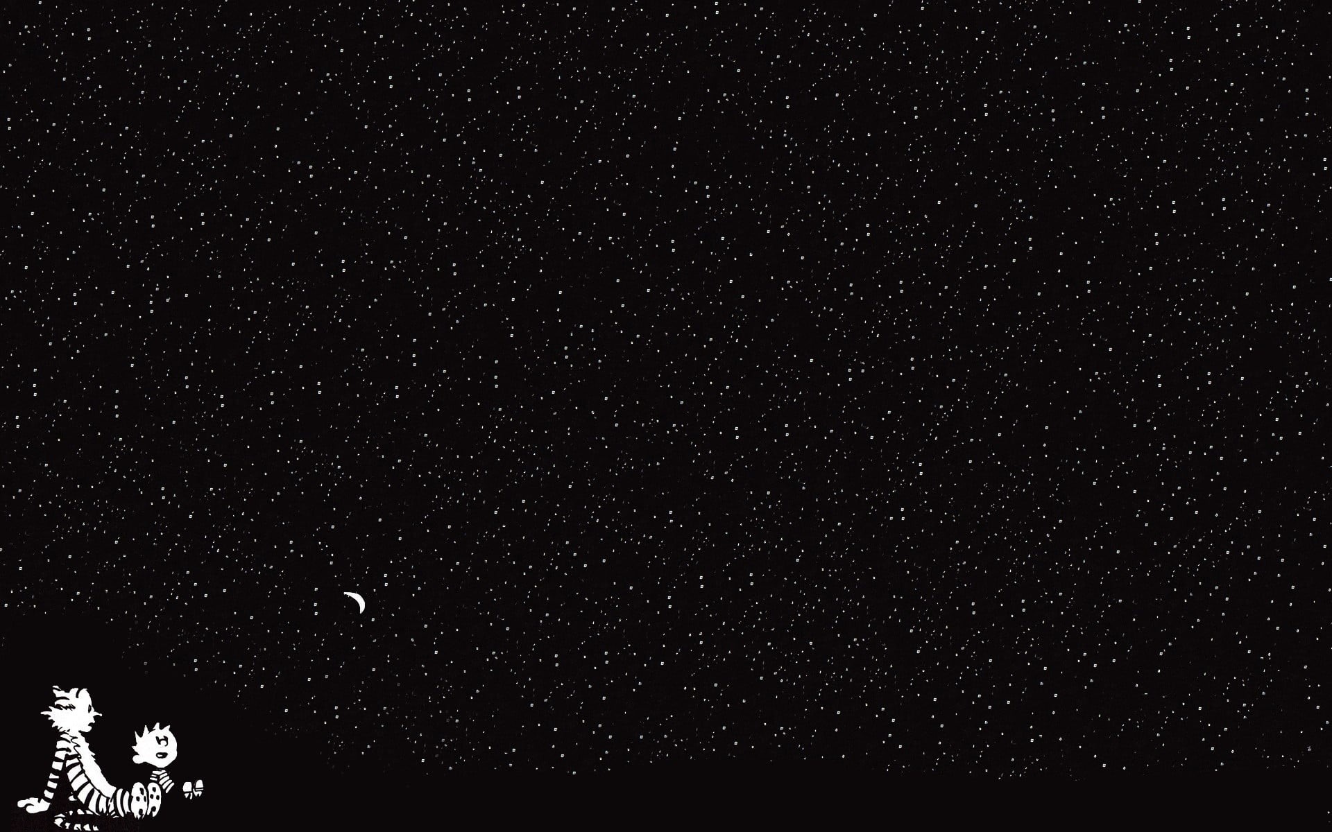 night, illustration, constellation, astrology, scenics - nature, low angle view, beauty in nature, infinity, Calvin and Hobbes, cartoon, space, 1080P, HD Wallpaper