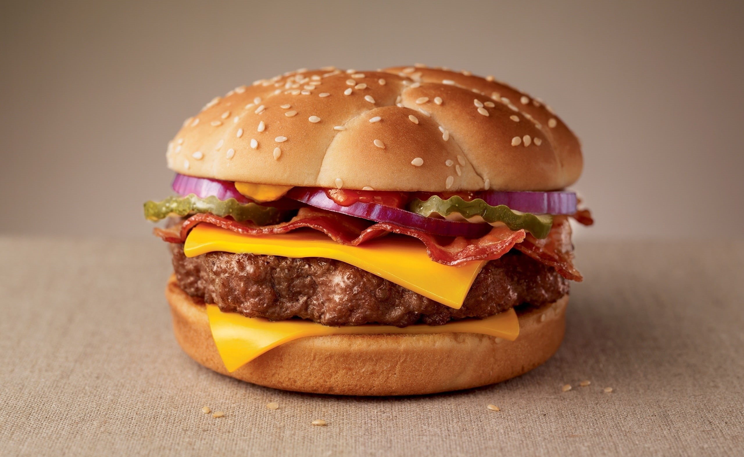 close-up, sandwich, meal, hamburger, freshness, beef, cheese, studio shot, bacon, ready-to-eat, Fast, meat, bun, bread, take out food, still life, Food and Drink, HD Wallpaper