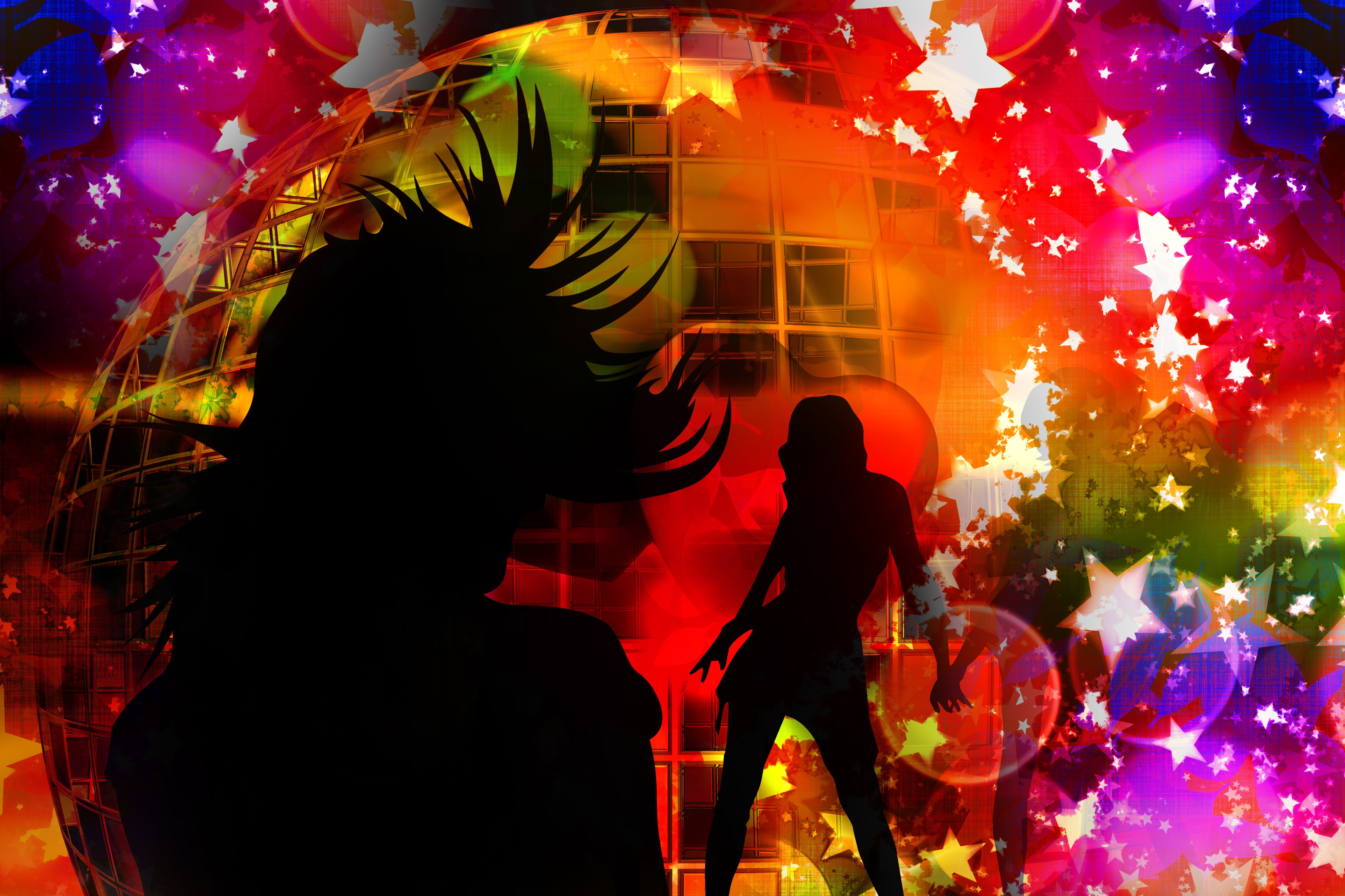 couple - relationship, star, arts culture and entertainment, digital composite, men, celebration, males, illuminated, concert, colorful, female, dance, HD Wallpaper