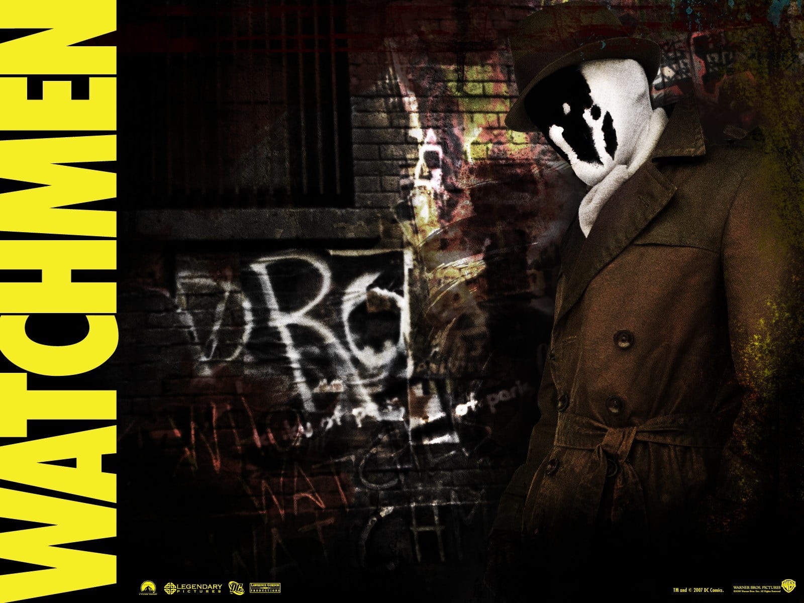 obscured face, graffiti, real people, mask, clothing, unrecognizable person, architecture, men, disguise, text, one person, movies, Rorschach, human face, HD Wallpaper