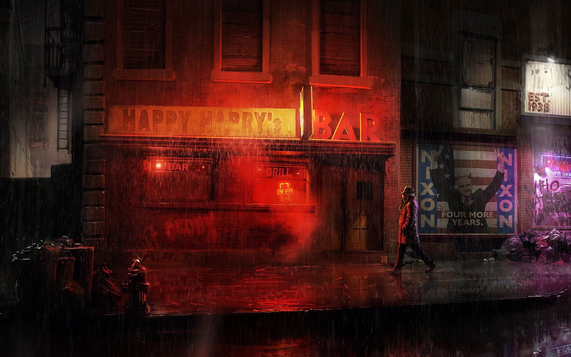 Watchmen, rain, DC Comics, 1080P, Rorschach, HD Wallpaper