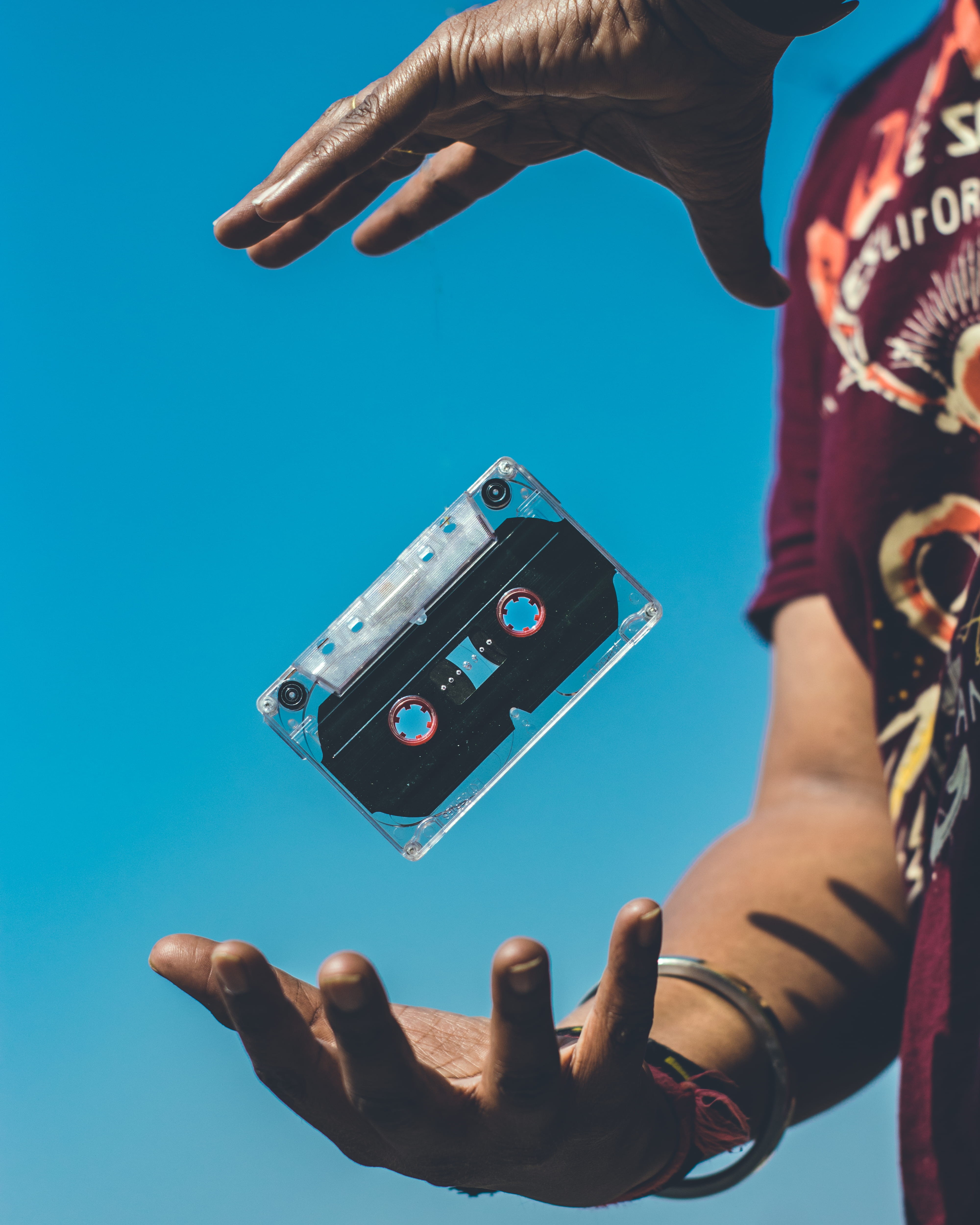conceptual, men, close-up, adult, body part, tape, cassette tape, person, music, holding, finger, hand, 4K, plastic, human hand, real people, wear, retro, Phone HD Wallpaper