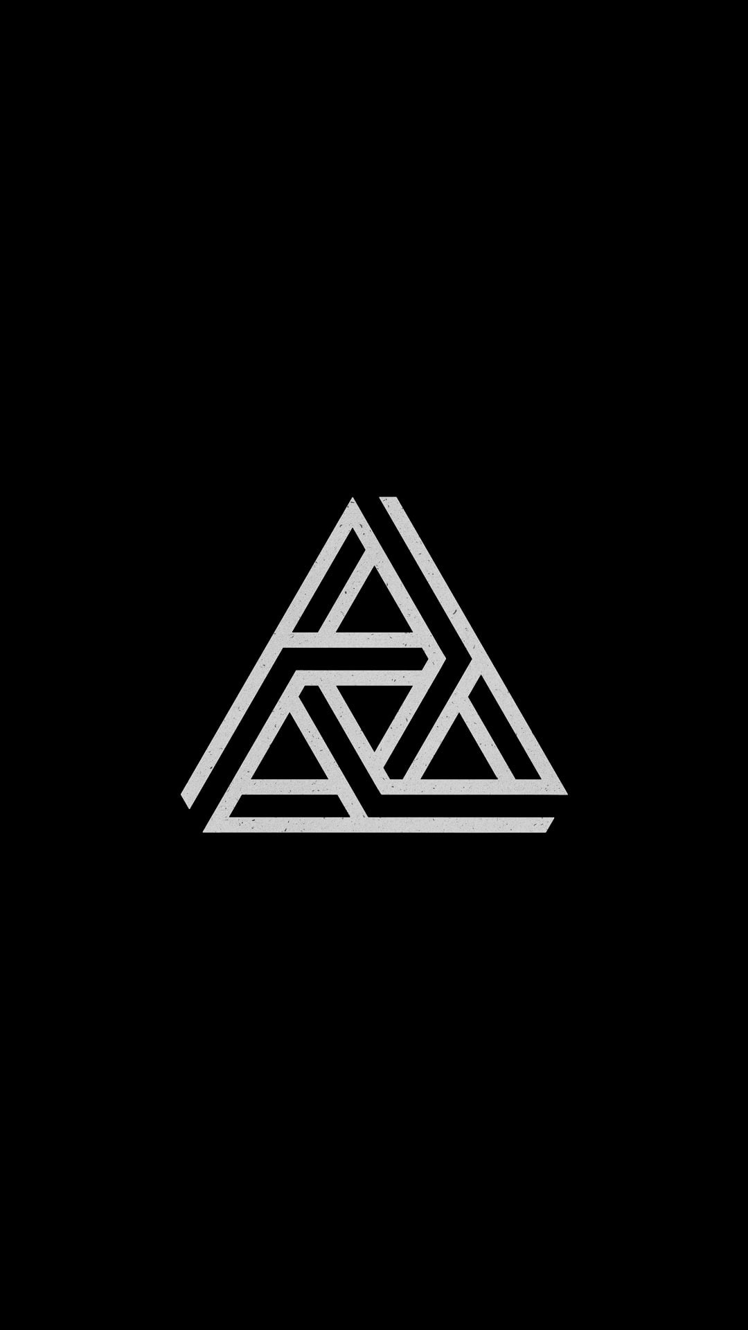 minimalism, Penrose triangle, portrait display, 1080P, black background, abstract, digital art, Phone HD Wallpaper
