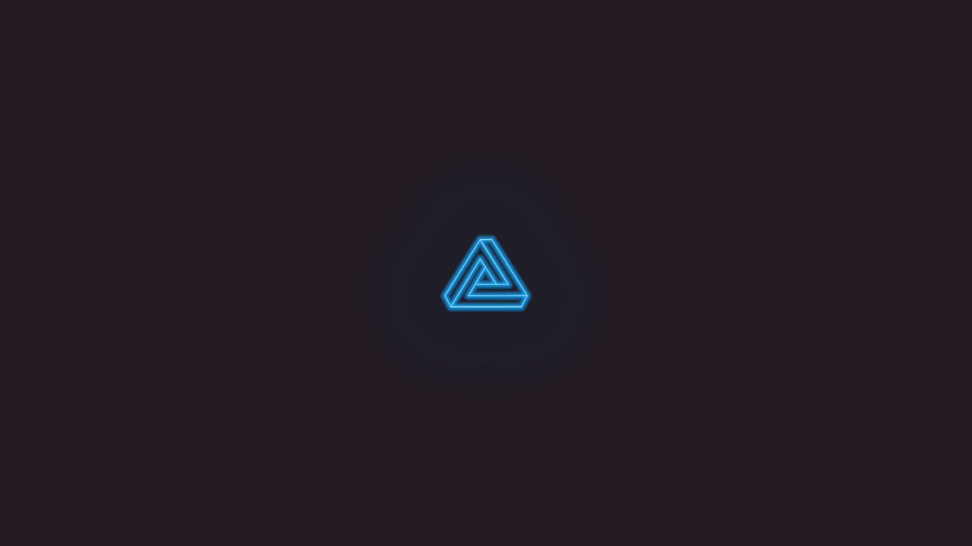 neon, simple, Penrose triangle, 1080P, blue, Photoshop, HD Wallpaper