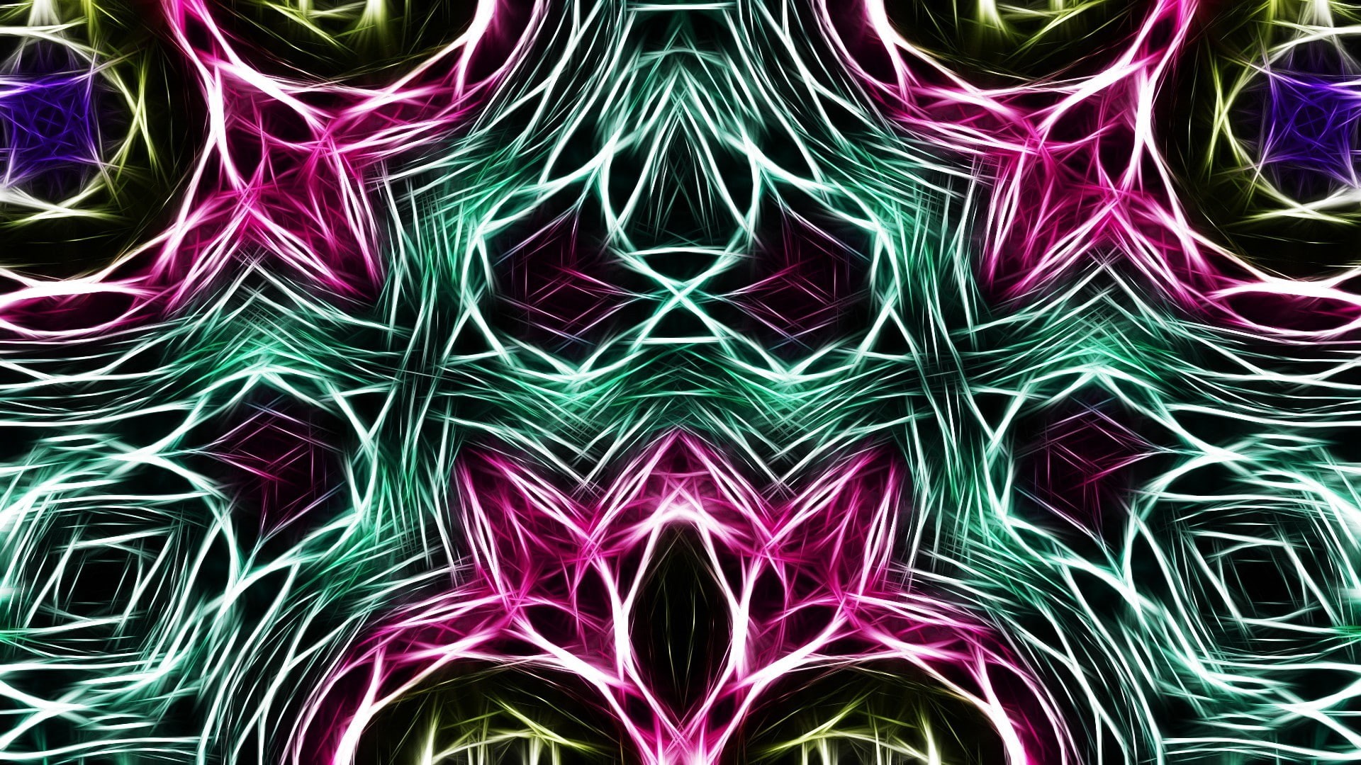 illuminated, chaos, night, abstract, close-up, large group of objects, variation, green color, design, creativity, art and craft, 1080P, celebration, psychedelic, HD Wallpaper