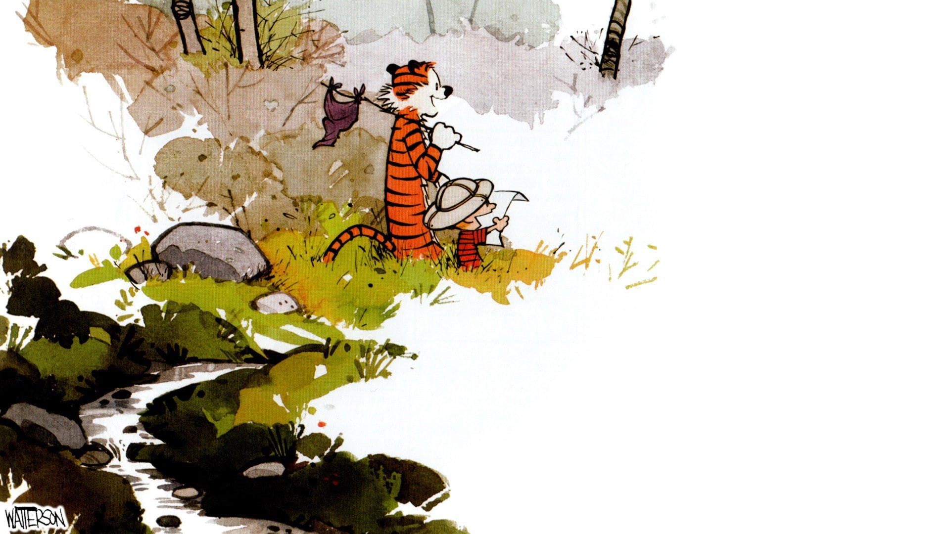 plant part, winter, representation, exploration, plant, sky, comics, no people, outdoors, decoration, snow, day, leaf, Calvin and Hobbes, nature, 1080P, HD Wallpaper