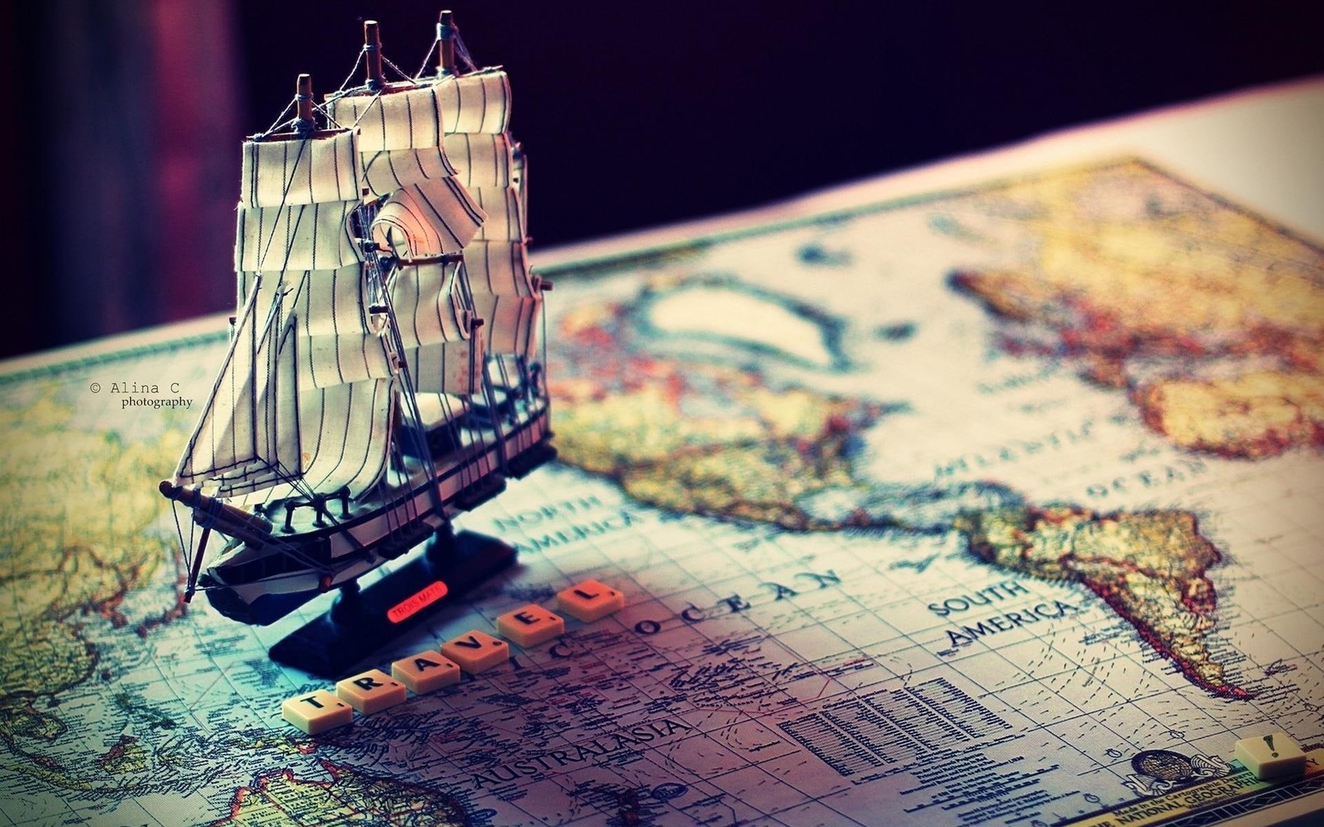 photography, explorer, world, continents, 1080P, beautiful, 3d and abstract, ship, abstract, HD Wallpaper
