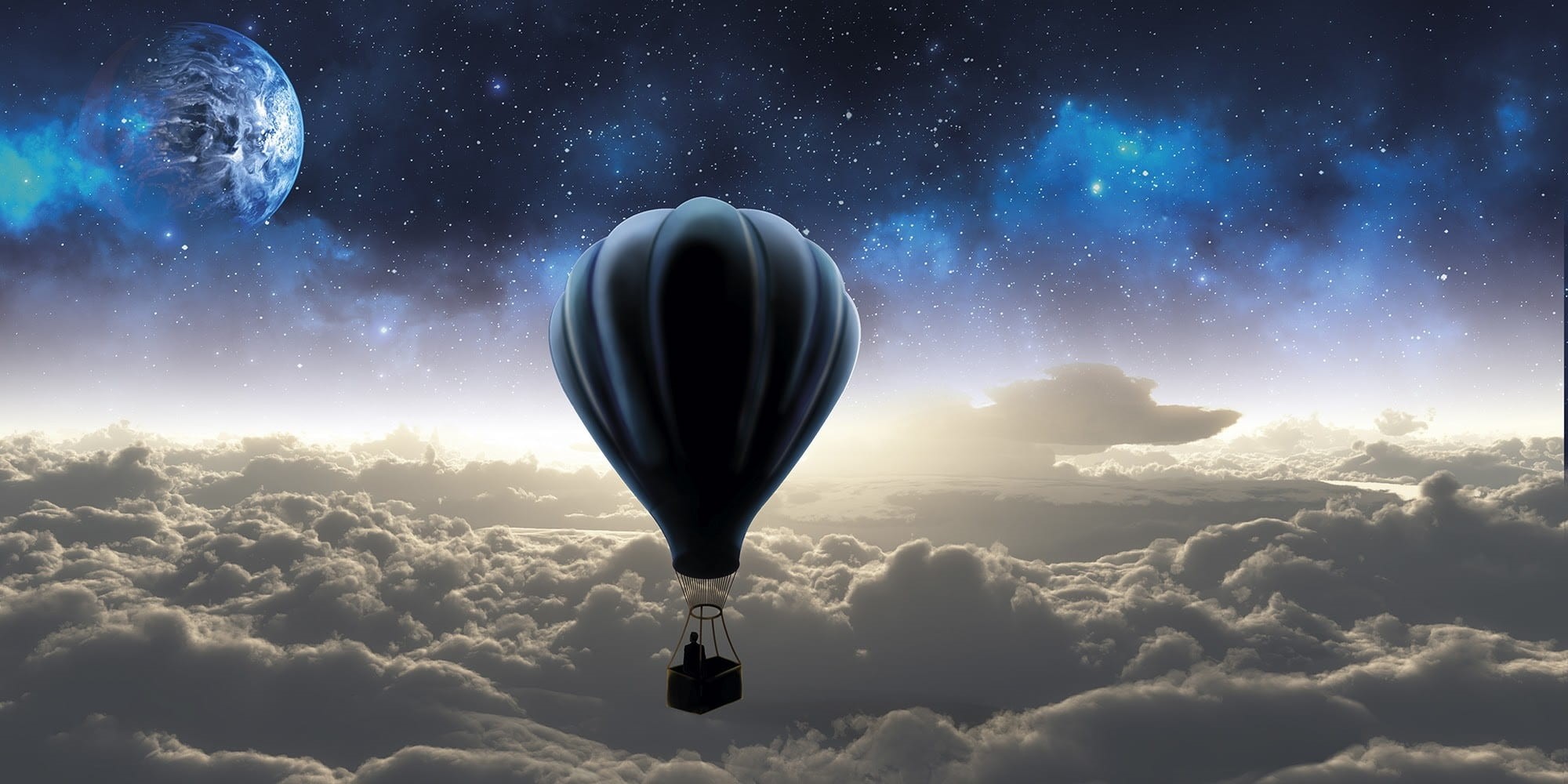 1080P, high, flying, nature, no people, adventure, environment, balloon, space, sky, scenics - nature, blue, zero gravity, journey, transportation, astronomy, HD Wallpaper