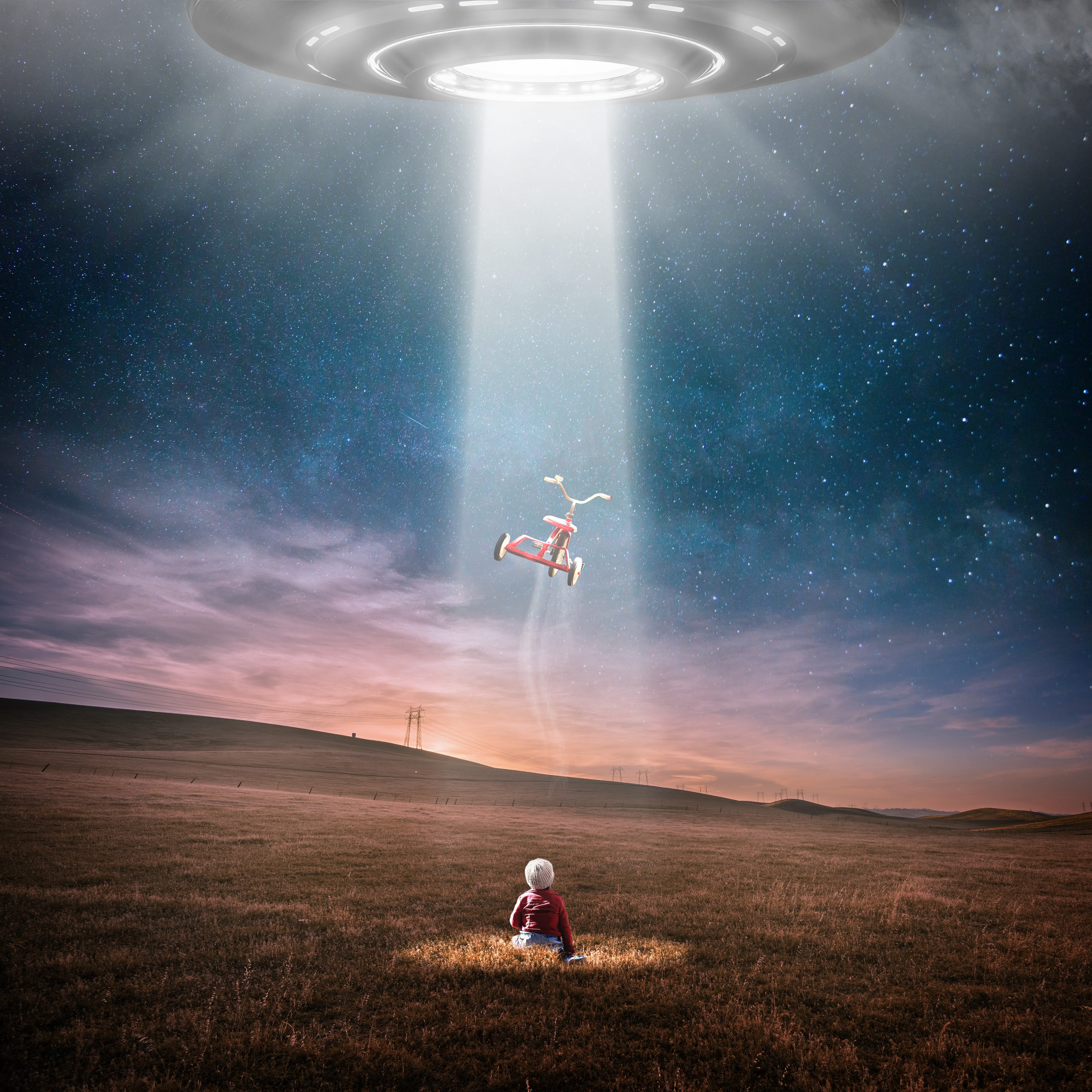 universe, one person, 4K, nightmare, space, an alien, at night, third kind, fear, aliens, night, sky, girls, child, abduction, dream, space, Phone HD Wallpaper