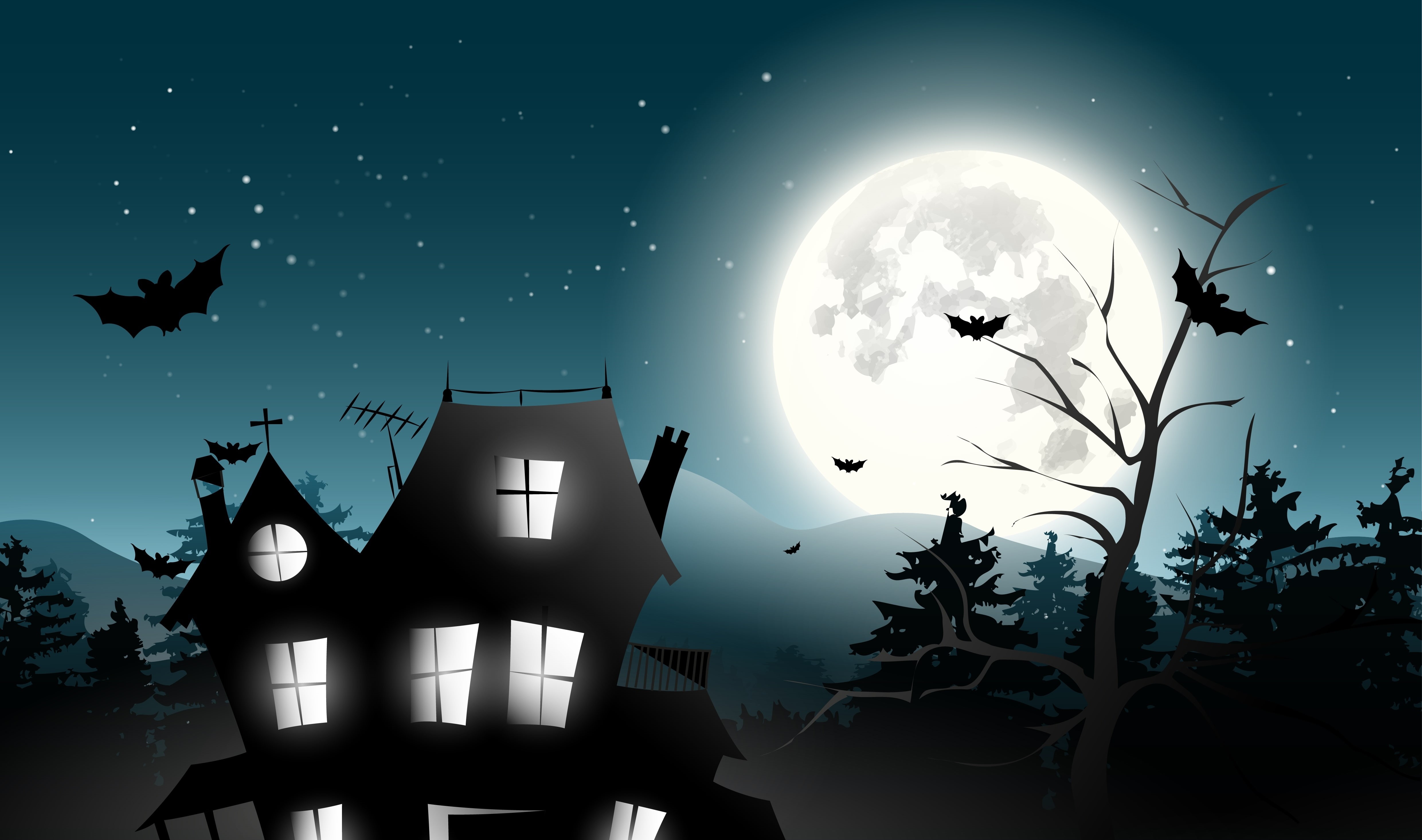 moon Surface, moon, evil, flying, astronomy, midnight, digital composite, backgrounds, silhouette, bats, space, bat, magic, grave, black Color, pumpkin, HD Wallpaper