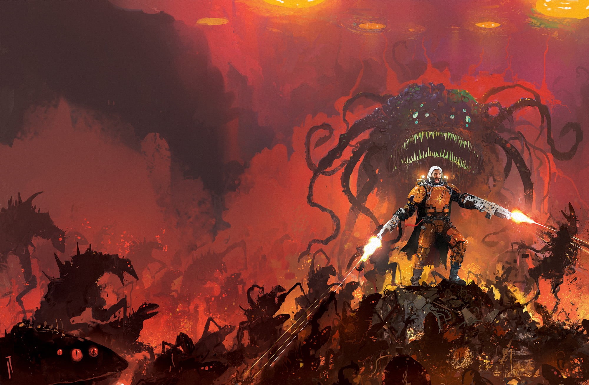 ArtStation, creature, Ismail Inceoglu, men, artwork, weapon, 1080P, HD Wallpaper