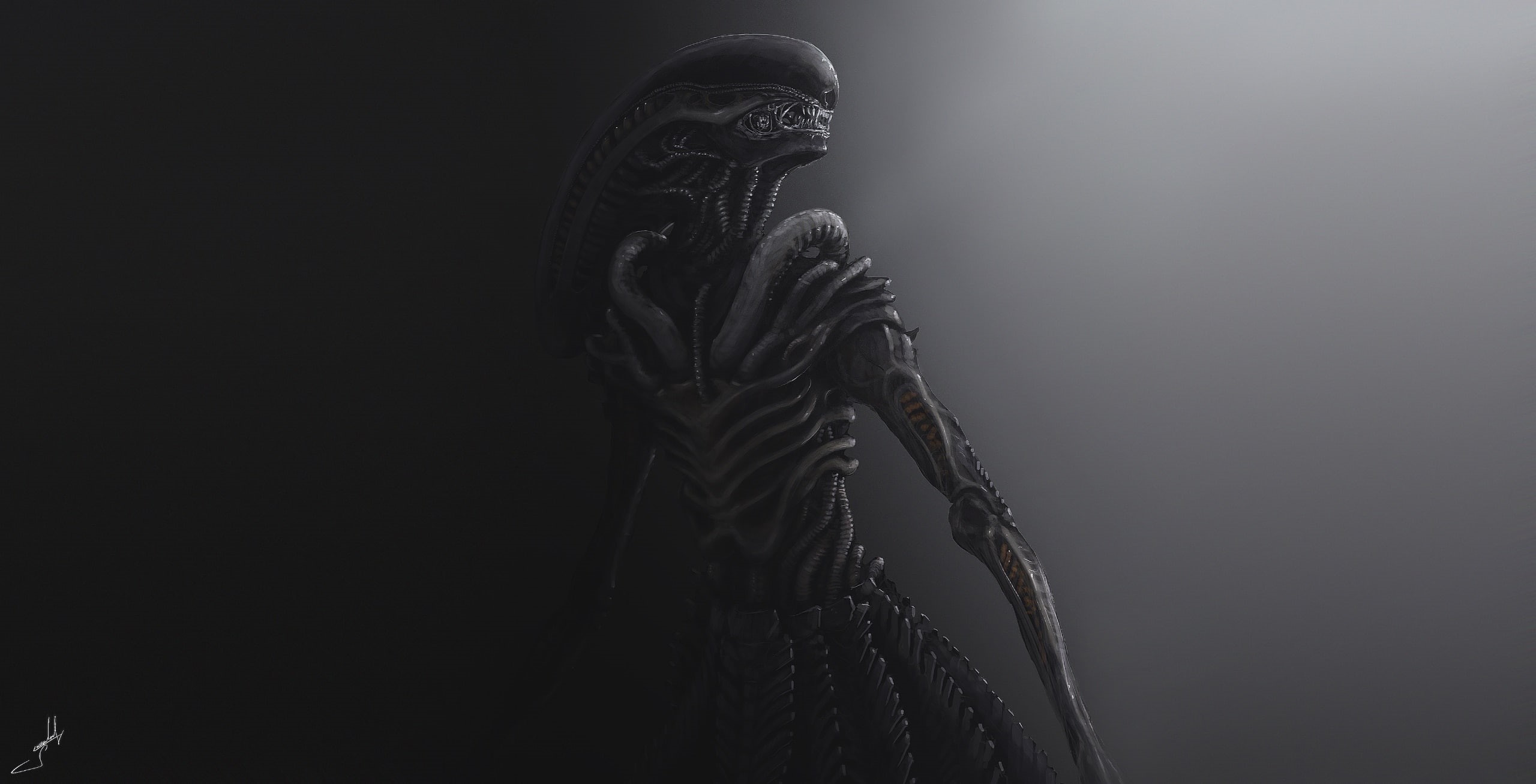 artwork, Xenomorph, aliens, 2K, dark, HD Wallpaper