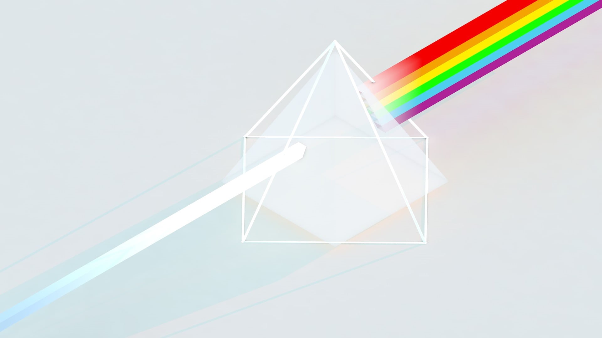 pink, triangle, white, low poly, table, Pink Floyd, creativity, wooden, studio shot, music, isometric, design, shape, white background, gray background, HD Wallpaper