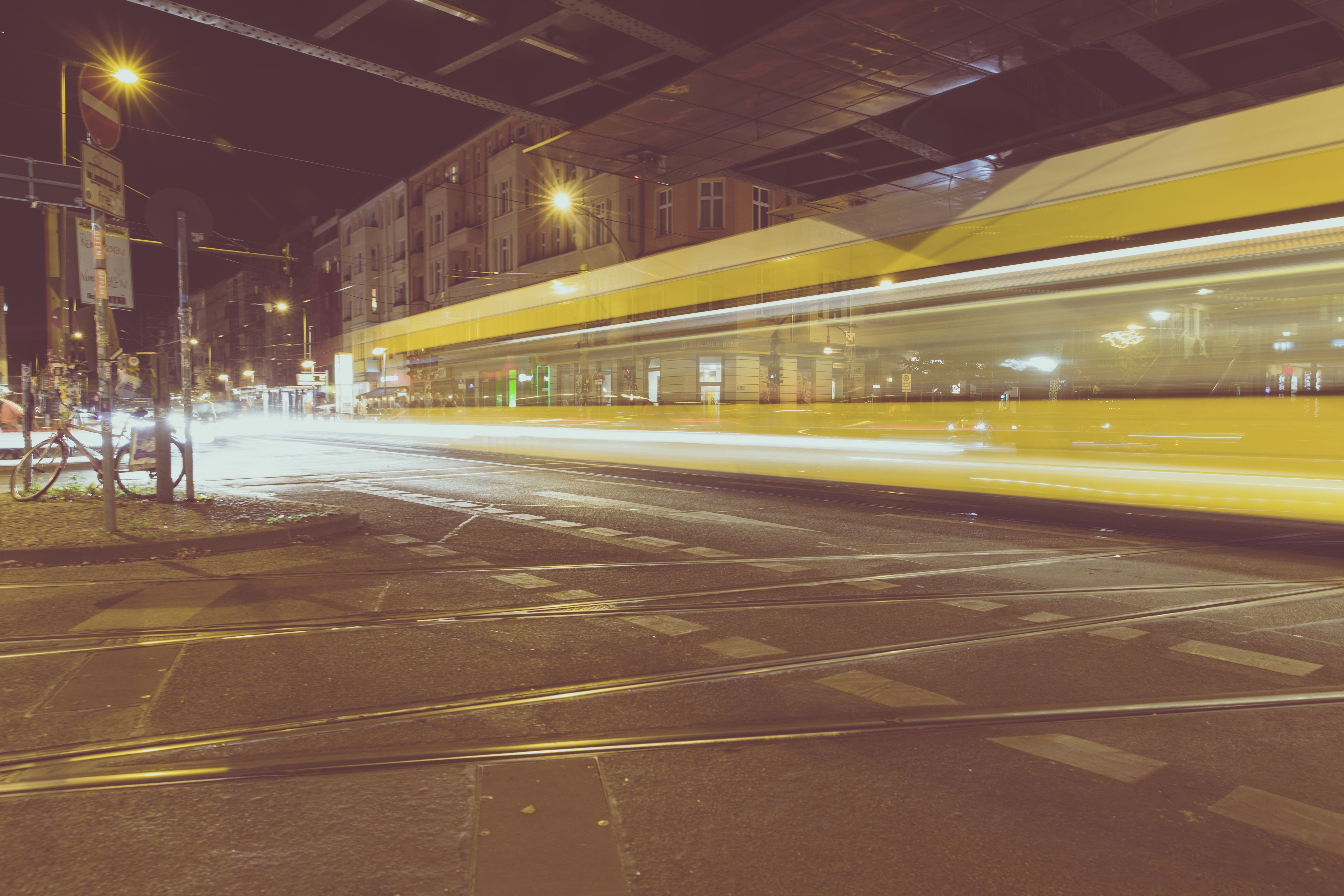 east berlin, speed, destination, railroad track, poplar avenue, long exposure, metro, tram, west berlin, outdoors, busy, urban Scene, berlin, architecture, HD Wallpaper