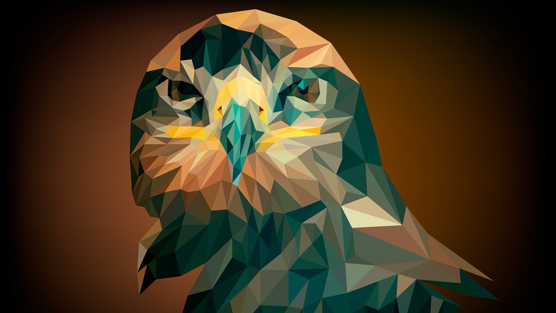 1080P, low poly, digital art, bird, animal, 3d, geometric, eagle, geometry, HD Wallpaper