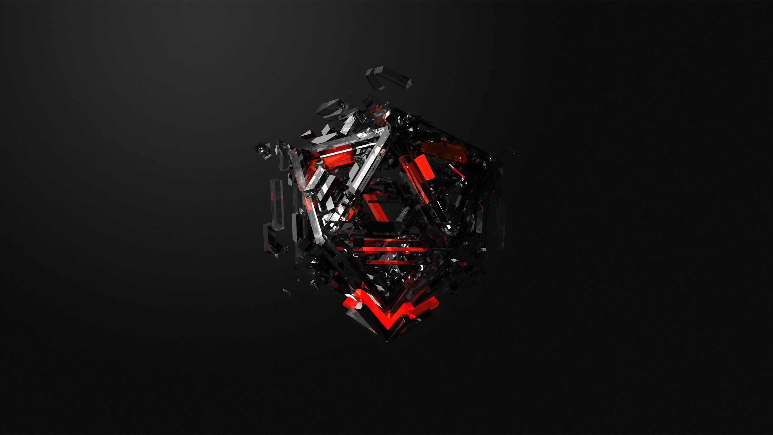 black background, minimalism, geometry, abstract, 3D, simple background, render, 2K, CGI, digital art, triangle, HD Wallpaper