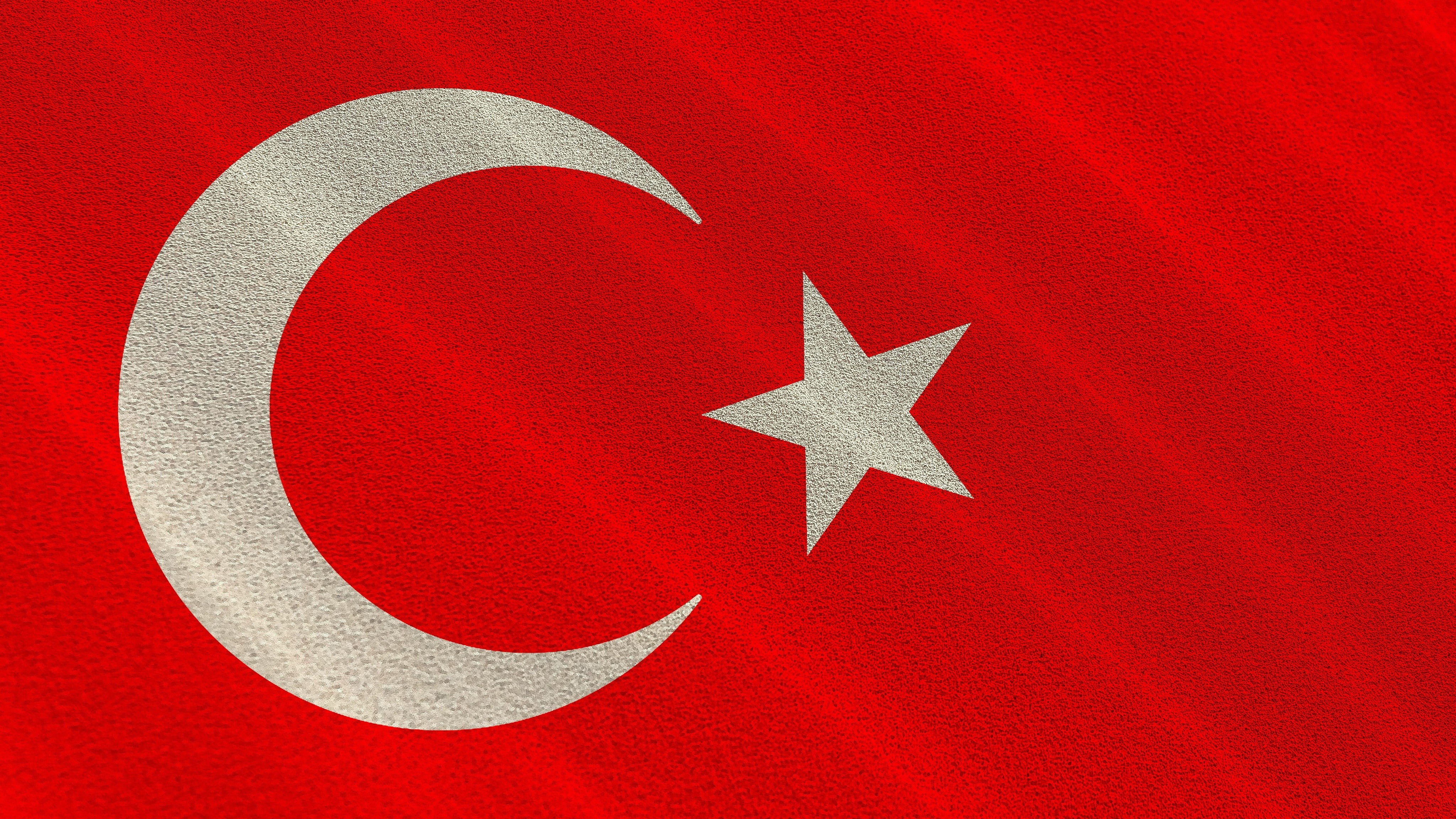 flag, 4K, copy space, white color, shape, texture, red background, sign, symbol, red, backgrounds, turkish, month, pattern, geometric shapes, stars, star shape, HD Wallpaper
