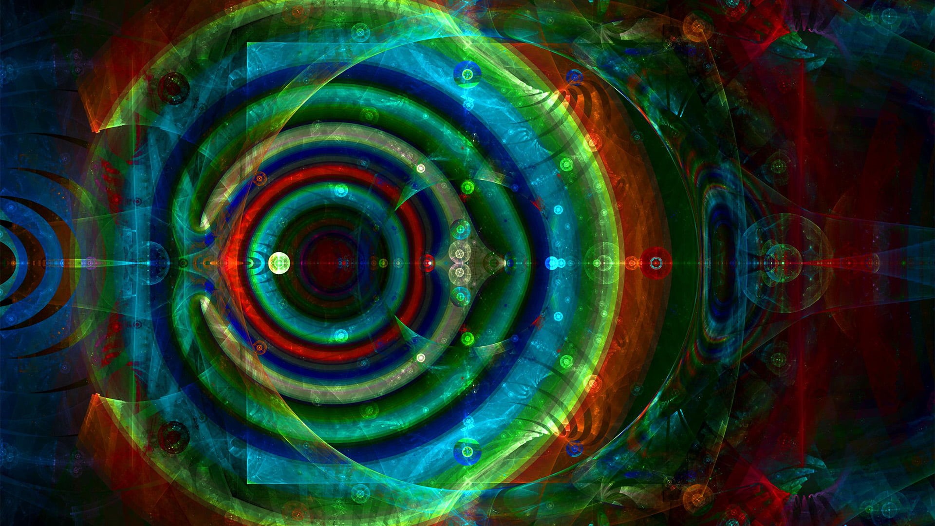1080P, effect, design, circle, space, backgrounds, fractal, greenish blue, light, spiral, art and craft, creativity, color, bangle, graphic, motion, curve, HD Wallpaper