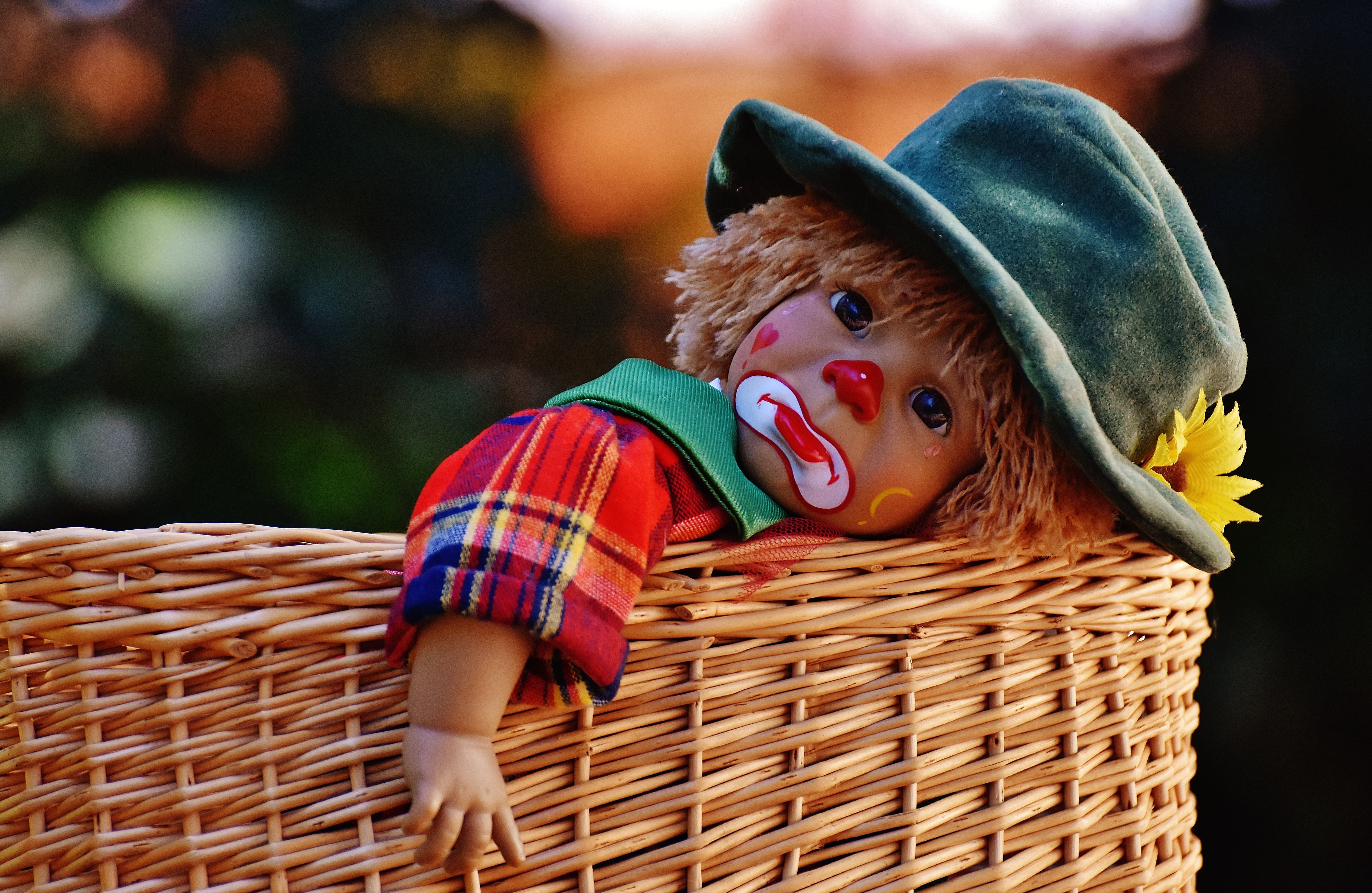 children, toys, wicker, container, one person, basket, small, emotion, offspring, clothing, males, representation, cute, innocence, men, doll, childhood, HD Wallpaper