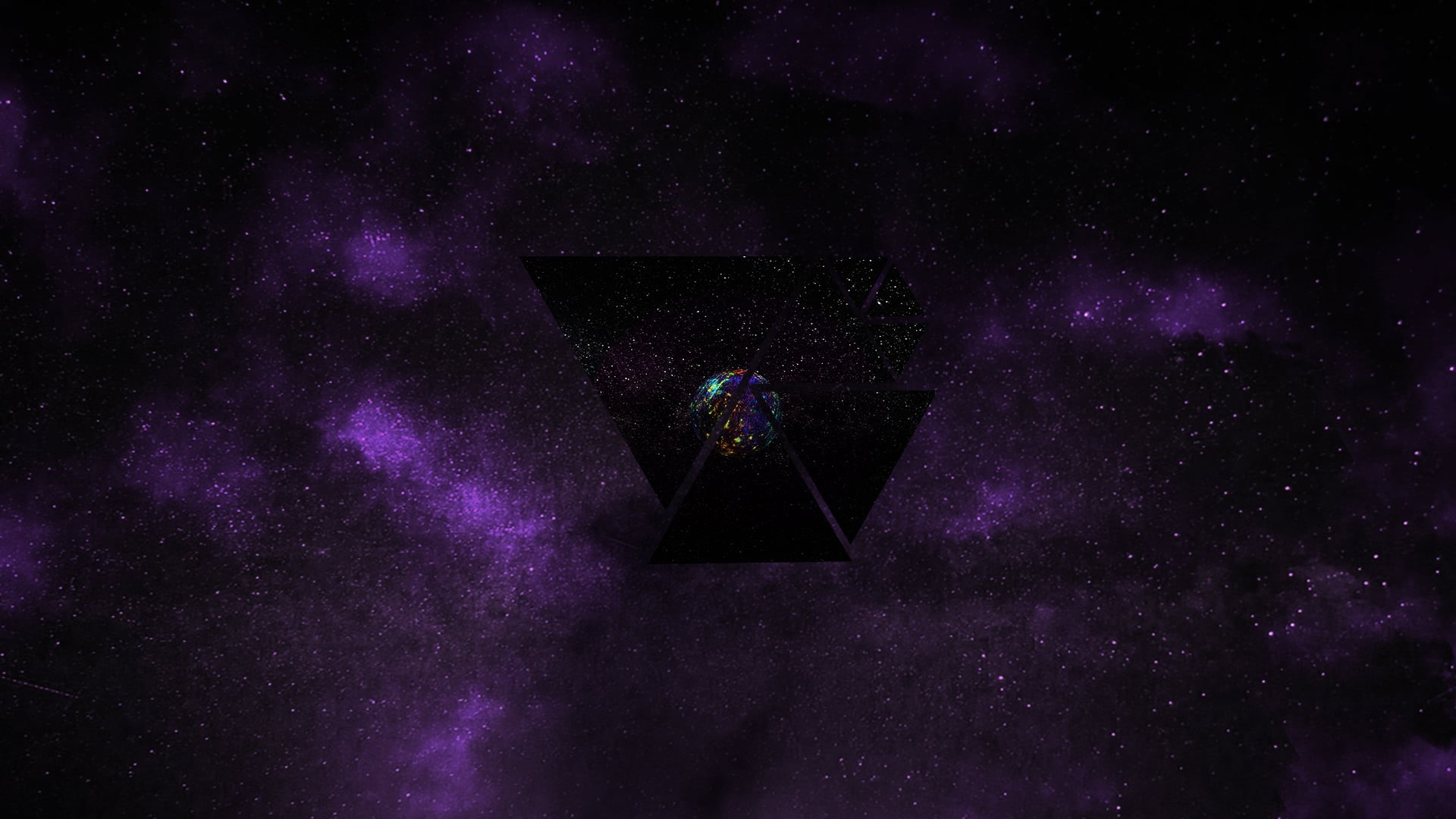 colorful, space art, space, geometry, geometric figures, 1080P, stars, dark, planet, HD Wallpaper