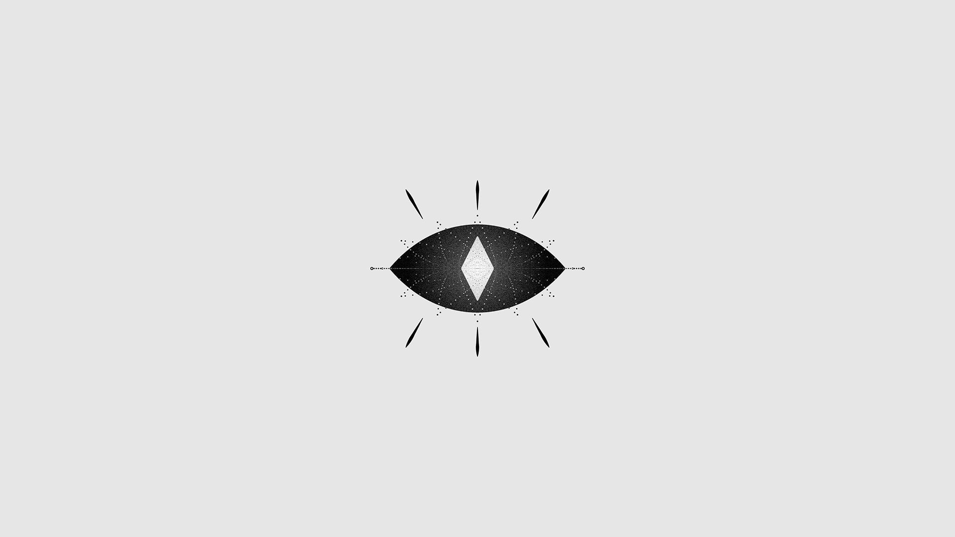 geometric figures, monochrome, white background, 1080P, illustration, HD Wallpaper