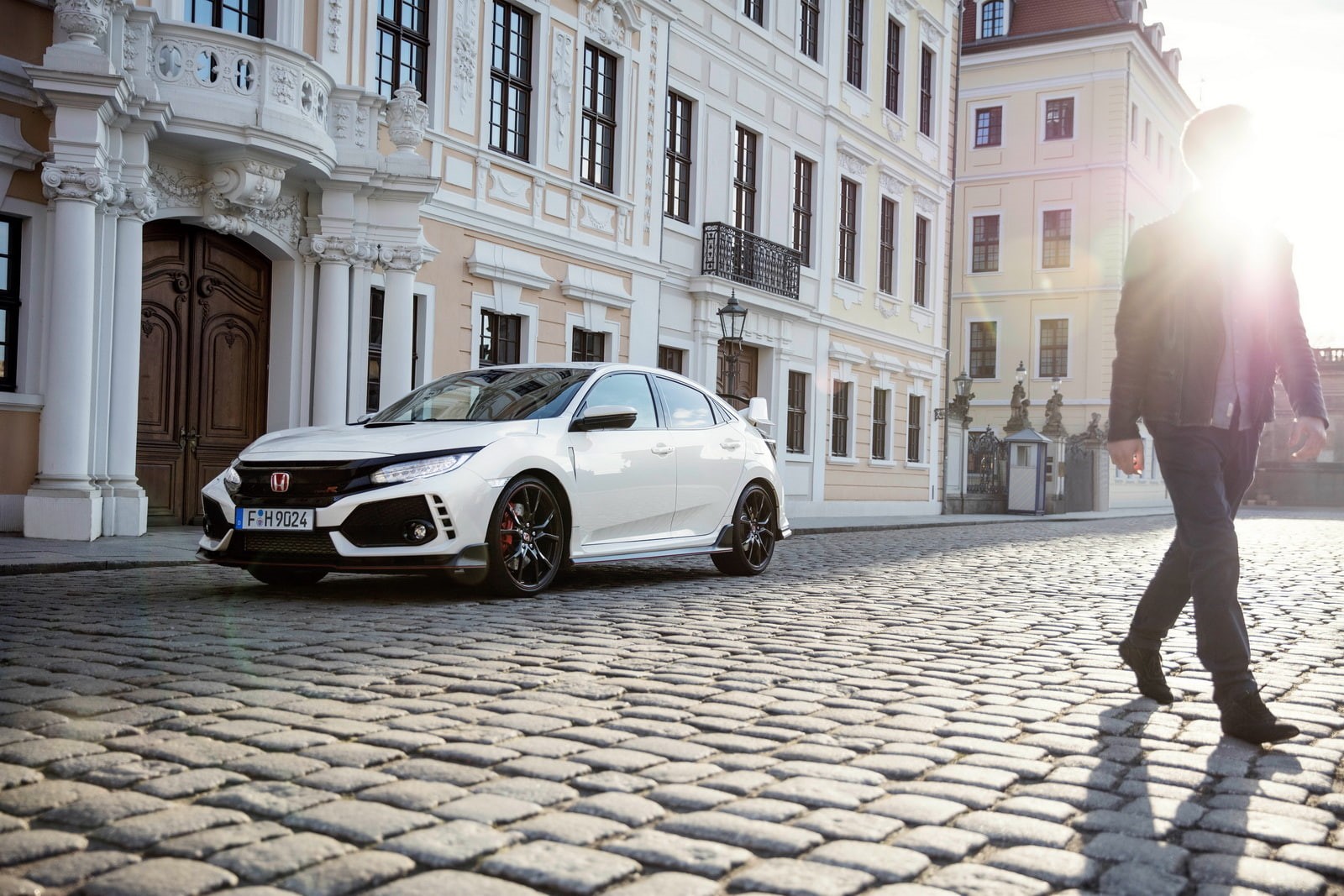 honda civic type r, adult, lifestyles, women, real people, one person, architecture, street, sunlight, cobblestone, city, racing, mode of transportation, HD Wallpaper