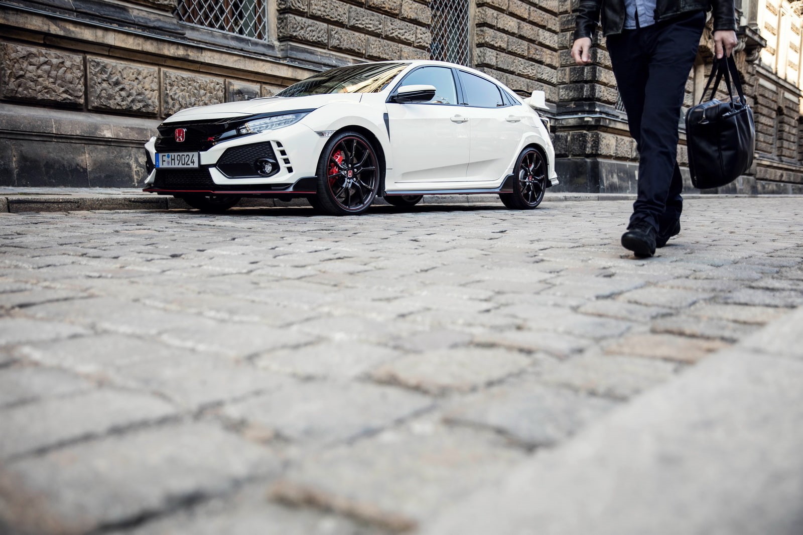 men, surface level, travel, car, selective focus, standing, honda civic type r, land vehicle, real people, motor vehicle, cobblestone, low section, outdoors, HD Wallpaper