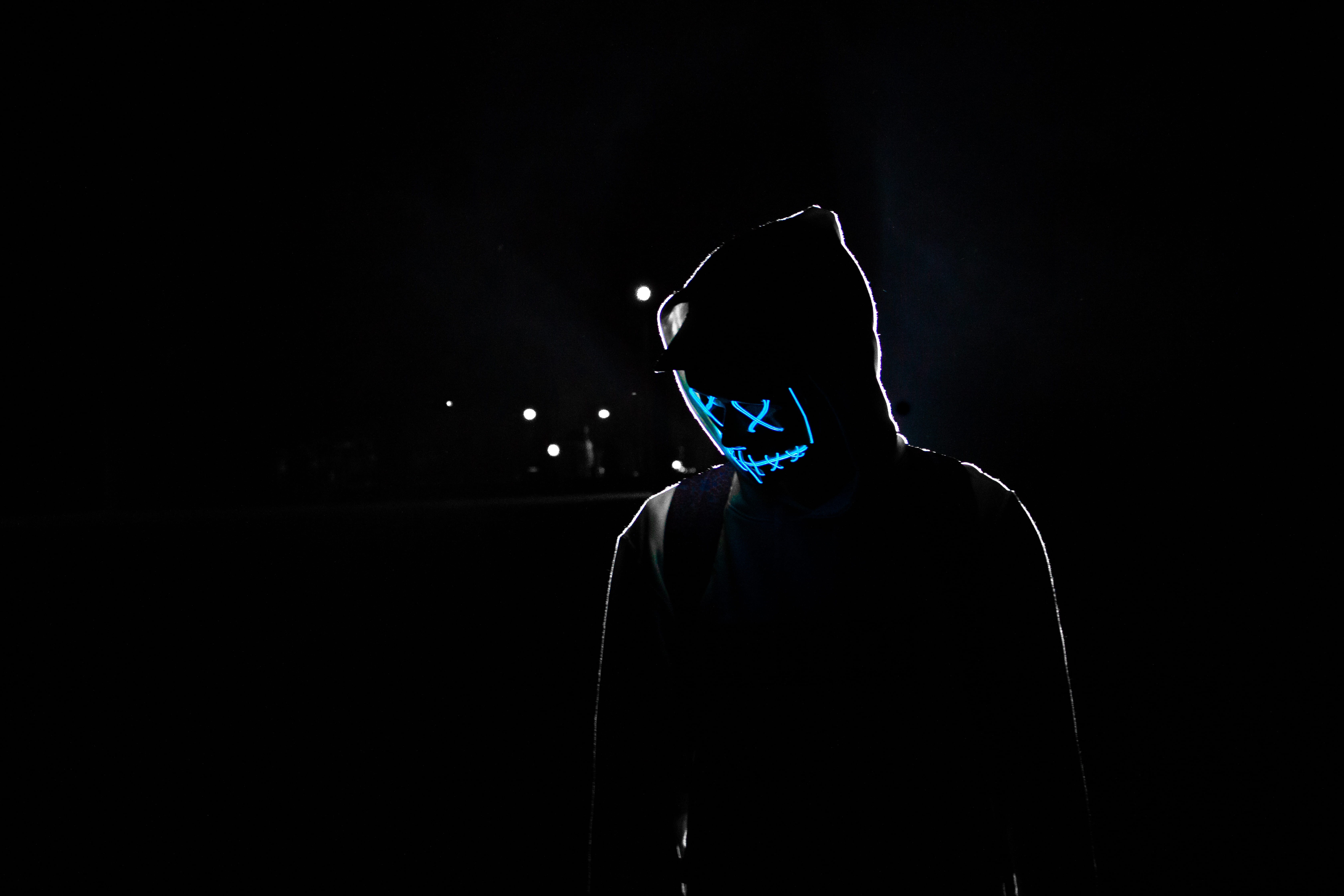 men, standing, misty, guy, smoky, cap, copy space, hoodie, man, darkness, mask, hood, indoors, colours, dark, colors, foggy, hood - clothing, rear view, HD Wallpaper