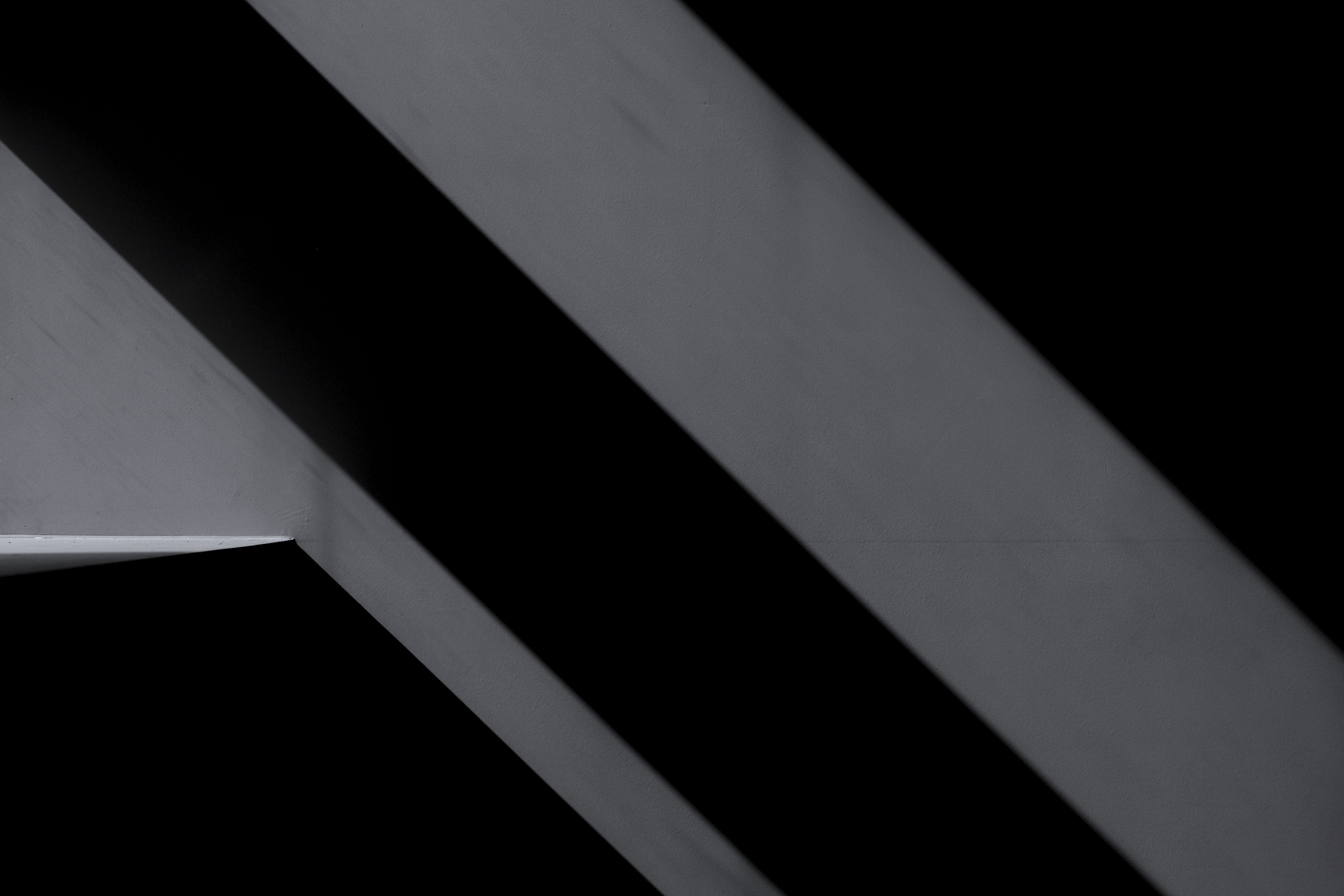 black-and-white, striped, shape, natural light, no people, minimalistic, daylight, light, minimalism, concrete, indoors, artistic, wall, perspective, full frame, HD Wallpaper